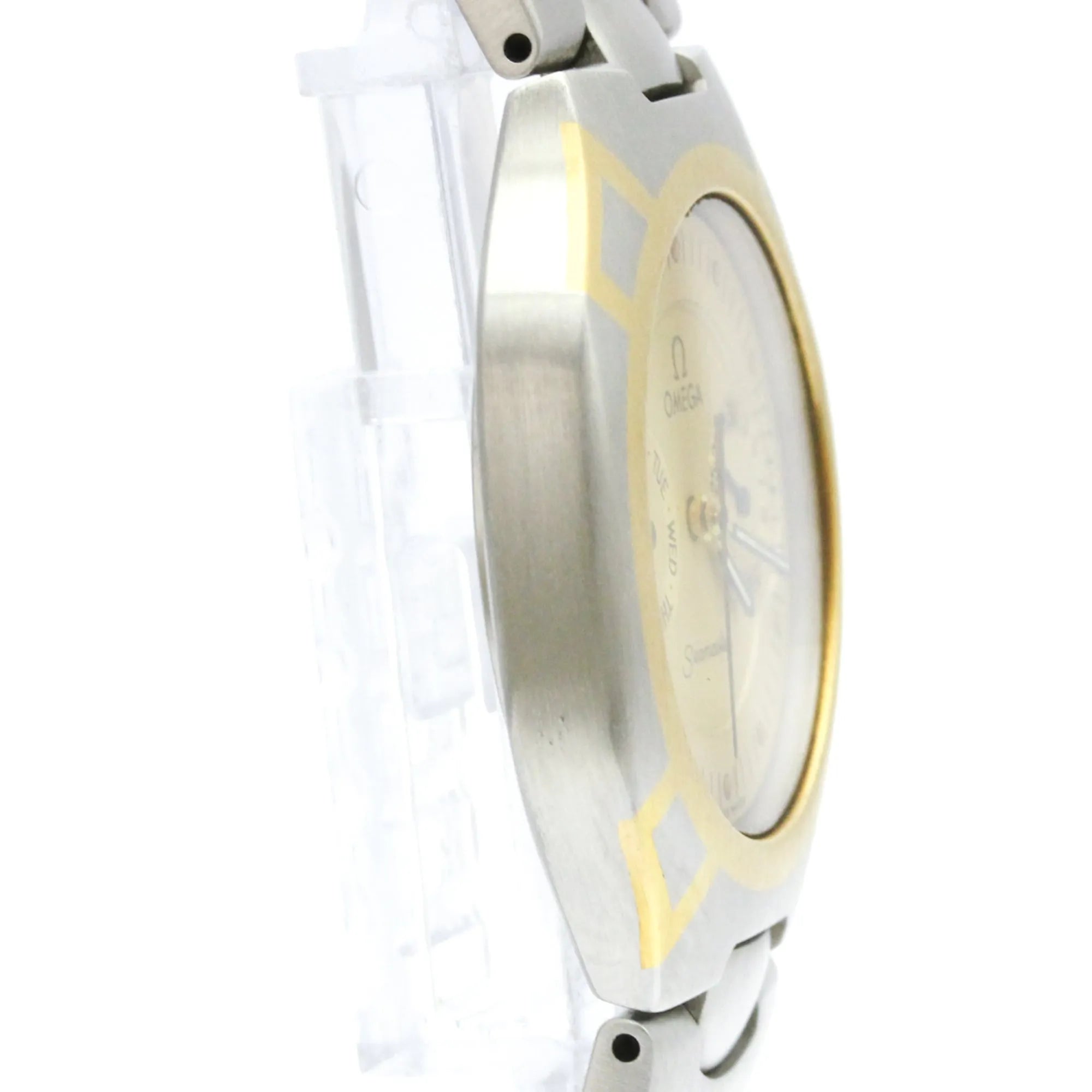 Omega Seamaster Polaris Day-Date Quartz Stainless Steel With Plated Metal Watch (Pre-Owned)