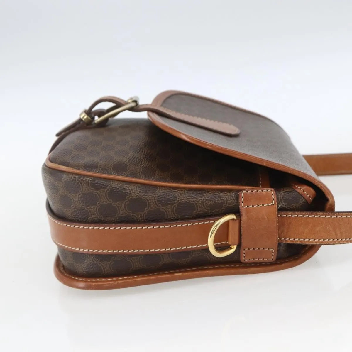 Celine Vintage Macadam Canvas And Leather Brown Canvas Shoulder Bag Bag (Pre-Owned)
