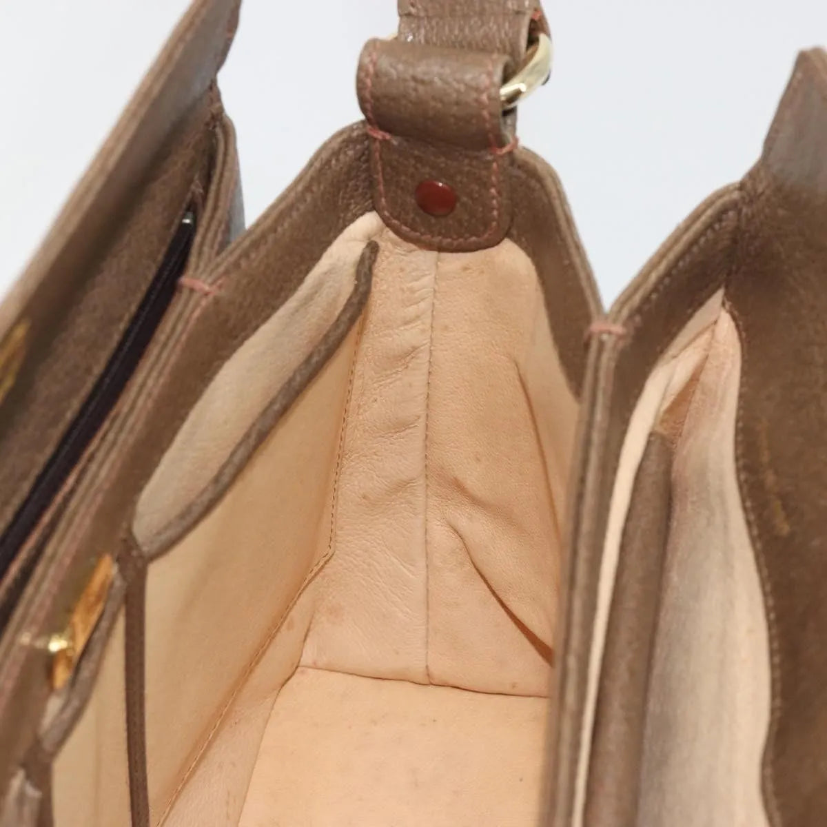 Gucci Vintage Convertible Box Leather Brown Leather Handbag (Pre-Owned)