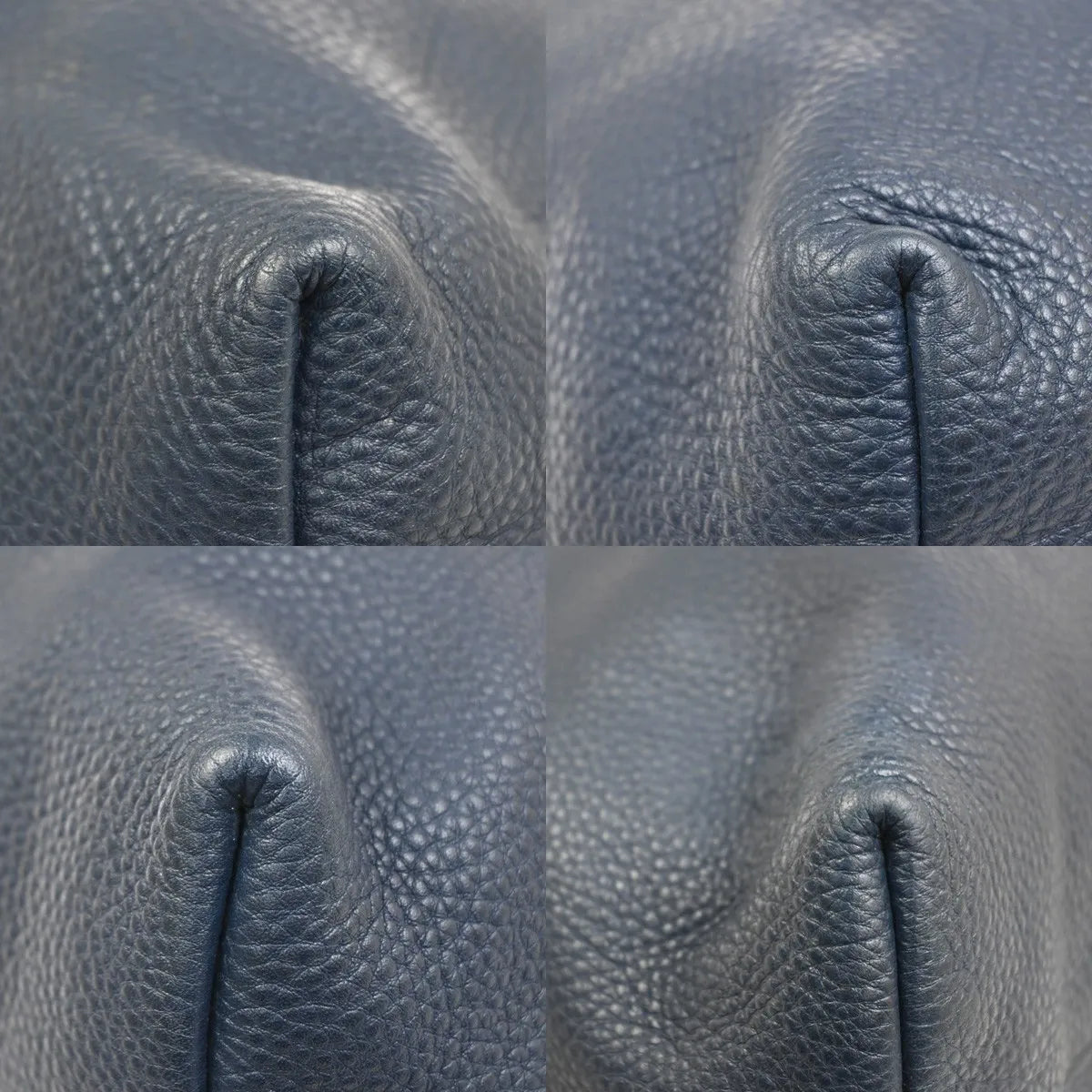 Prada Shopping Tote Vitello Daino Navy Leather Tote Bag Bag (Pre-Owned)