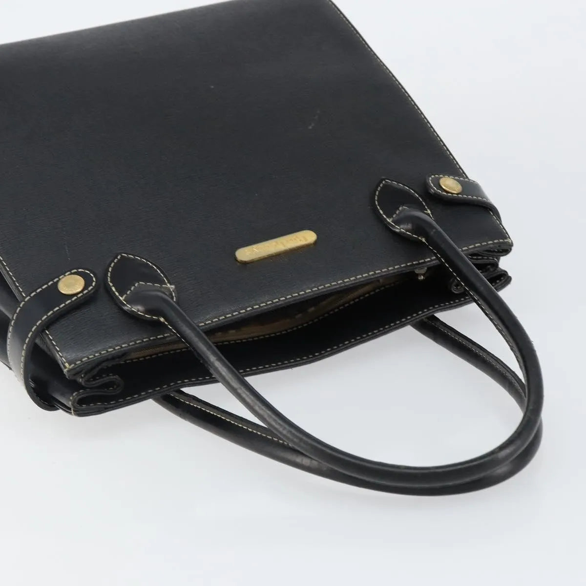 Burberry Vintage Leather Black Leather Handbag (Pre-Owned)