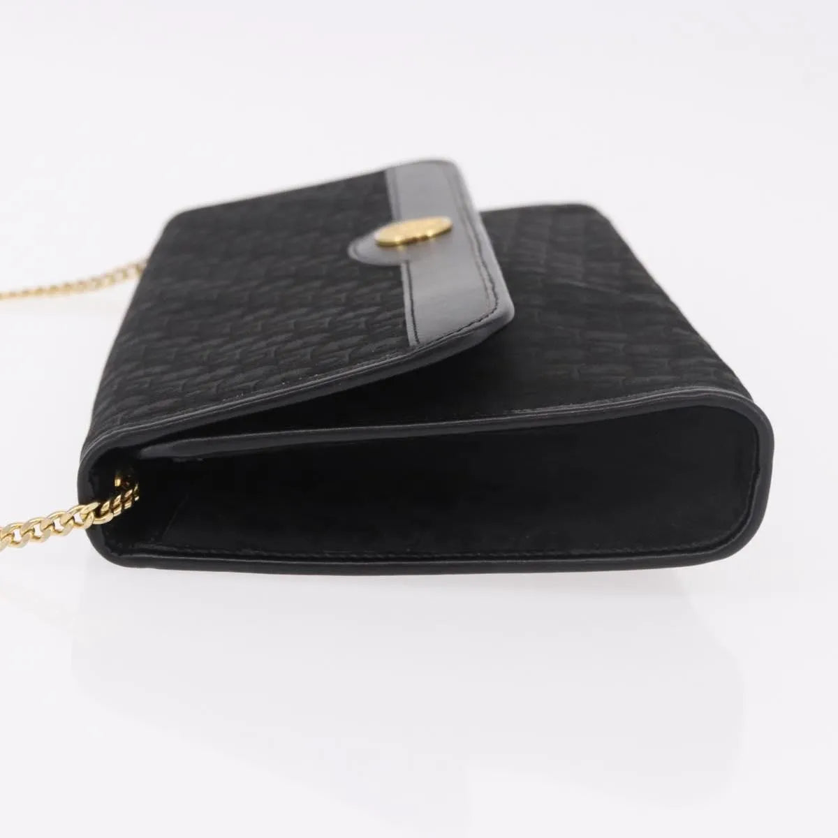 Christian Dior Vintage Honeycomb Chain Canvas Black Canvas Shoulder Bag Bag (Pre-Owned)