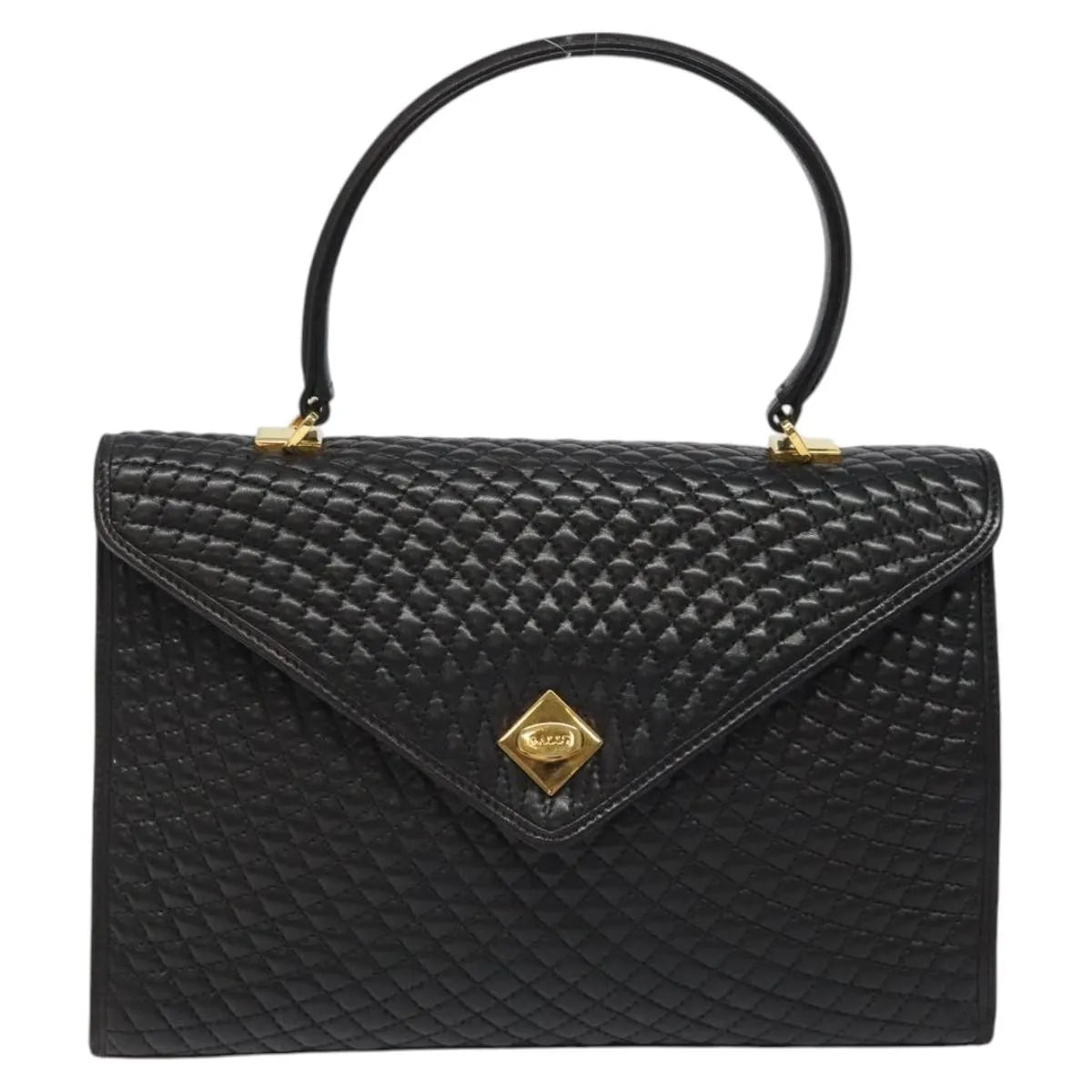 Bally Vintage Quilted Leather Black Leather Handbag (Pre-Owned)