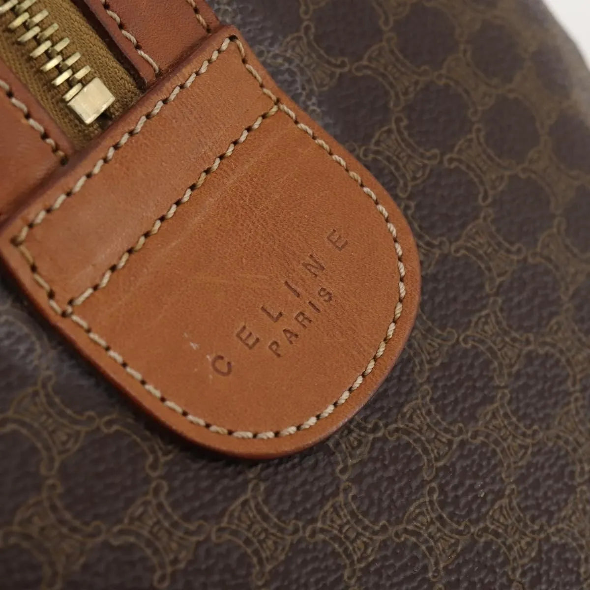 Celine Vintage Duffle Macadam Coated Canvas Brown Canvas Travel Bag Bag (Pre-Owned)