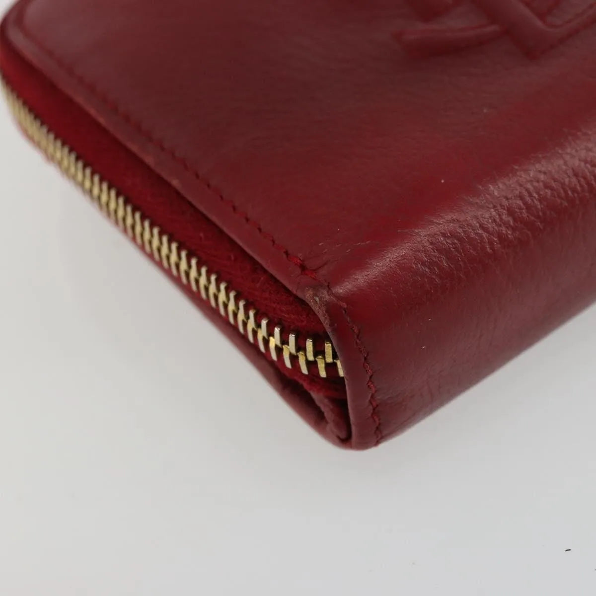 Saint Laurent Zipped Bifold Leather Red Leather Wallets Accessory (Pre-Owned)