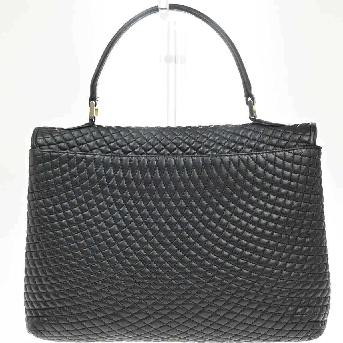 Bally Vintage Quilted Leather Black Leather Handbag (Pre-Owned)