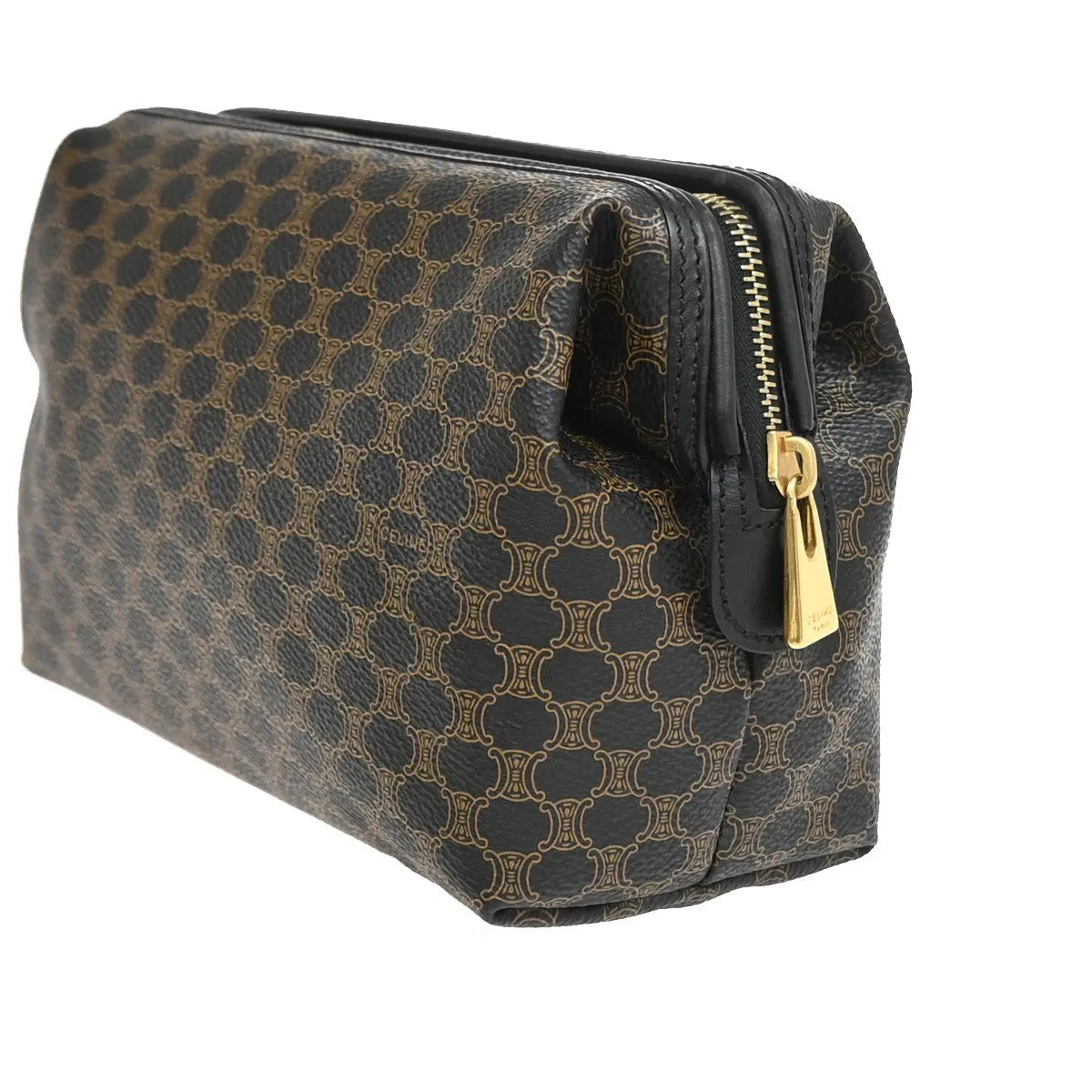 Celine Vintage Toiletry Macadam Coated Canvas Brown Canvas Clutche & Pouche Bag (Pre-Owned)