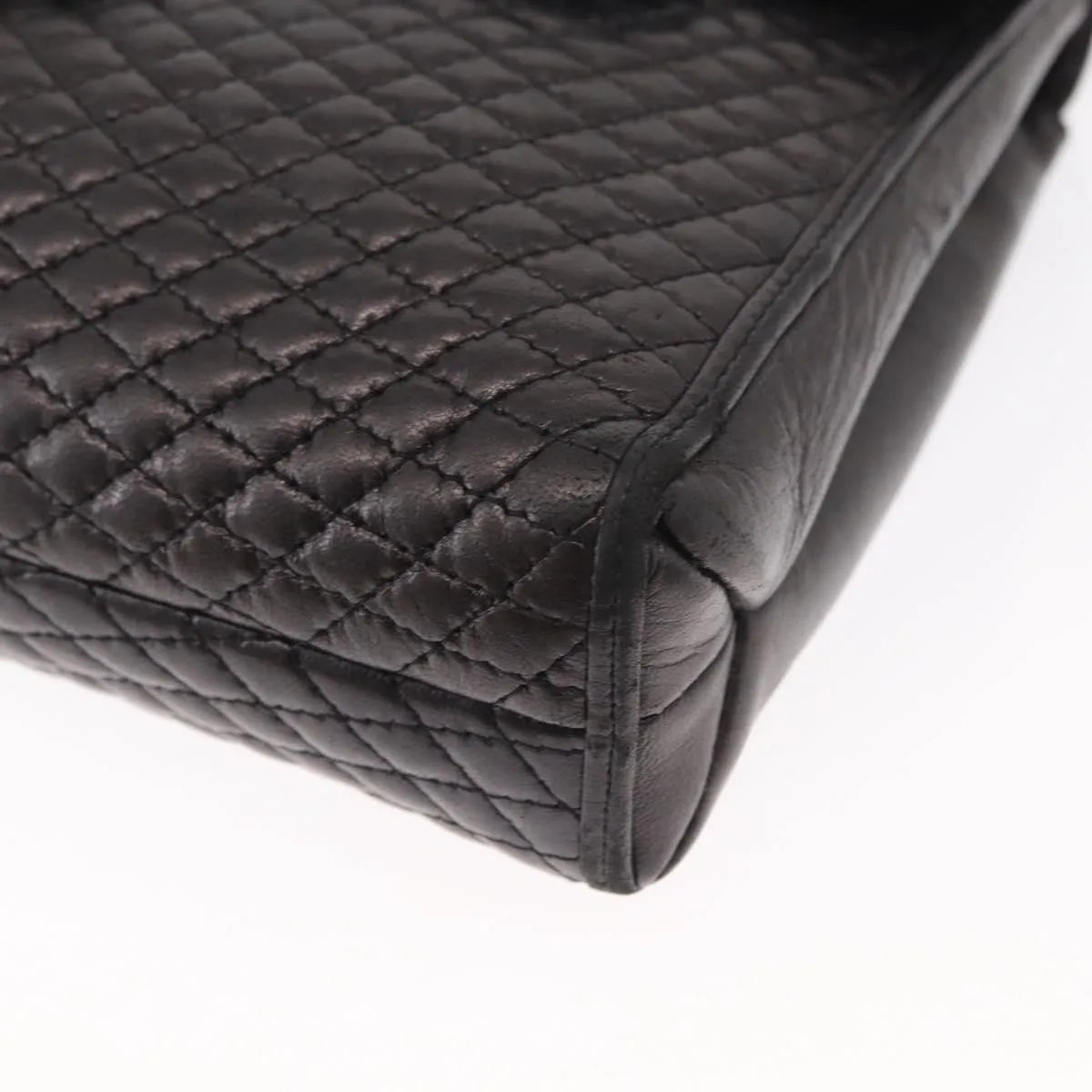 Bally Vintage Chain Quilted Leather Black Leather Shoulder Bag Bag (Pre-Owned)