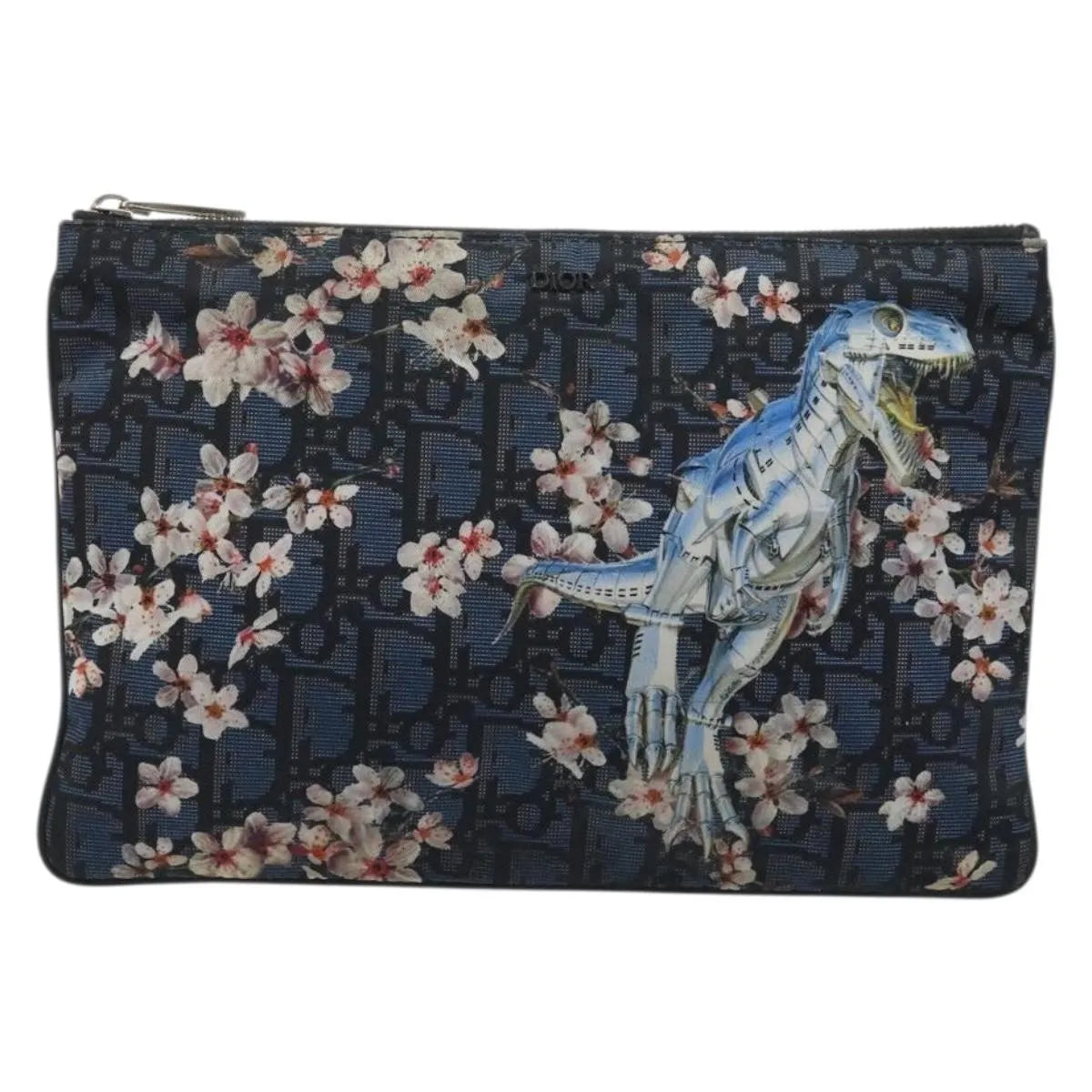 Christian Dior Diorama Clutch Satin Navy Canvas Clutche & Pouche Bag (Pre-Owned)