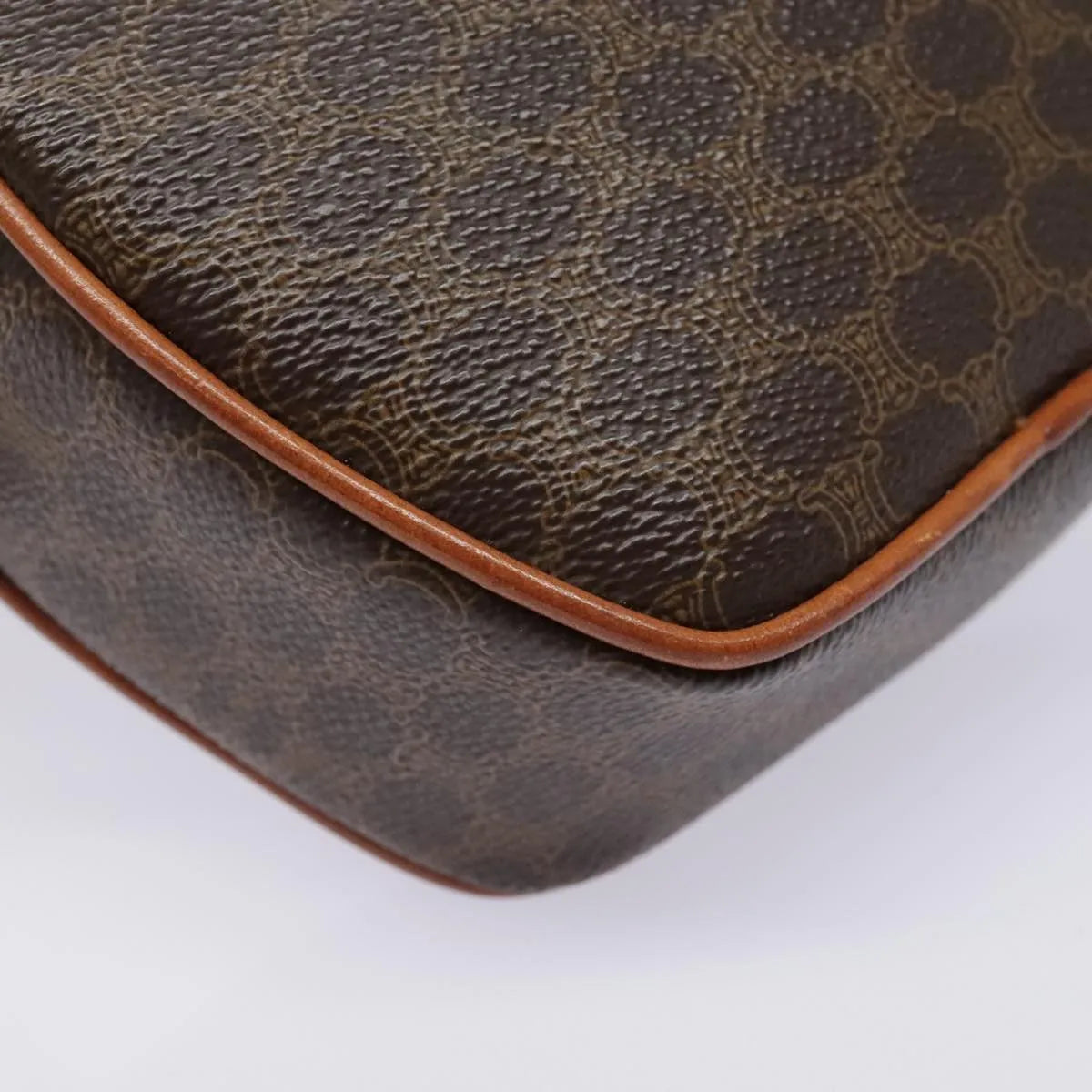 Celine Vintage Macadam Circle Logo Canvas And Leather Brown Canvas Shoulder Bag Bag (Pre-Owned)