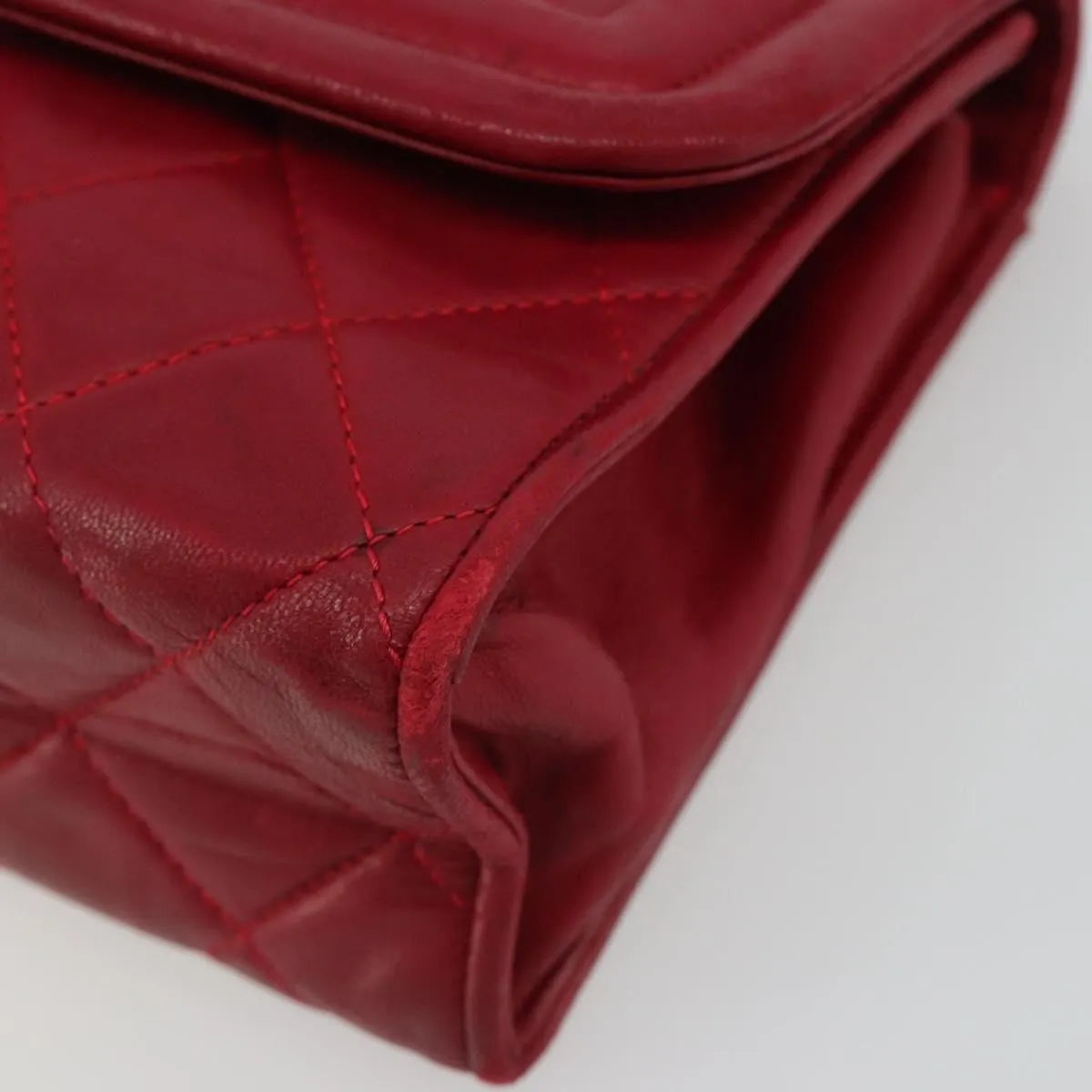 Chanel Vintage Tassel Flap Quilted Lambskin Red Leather Shoulder Bag Bag (Pre-Owned)