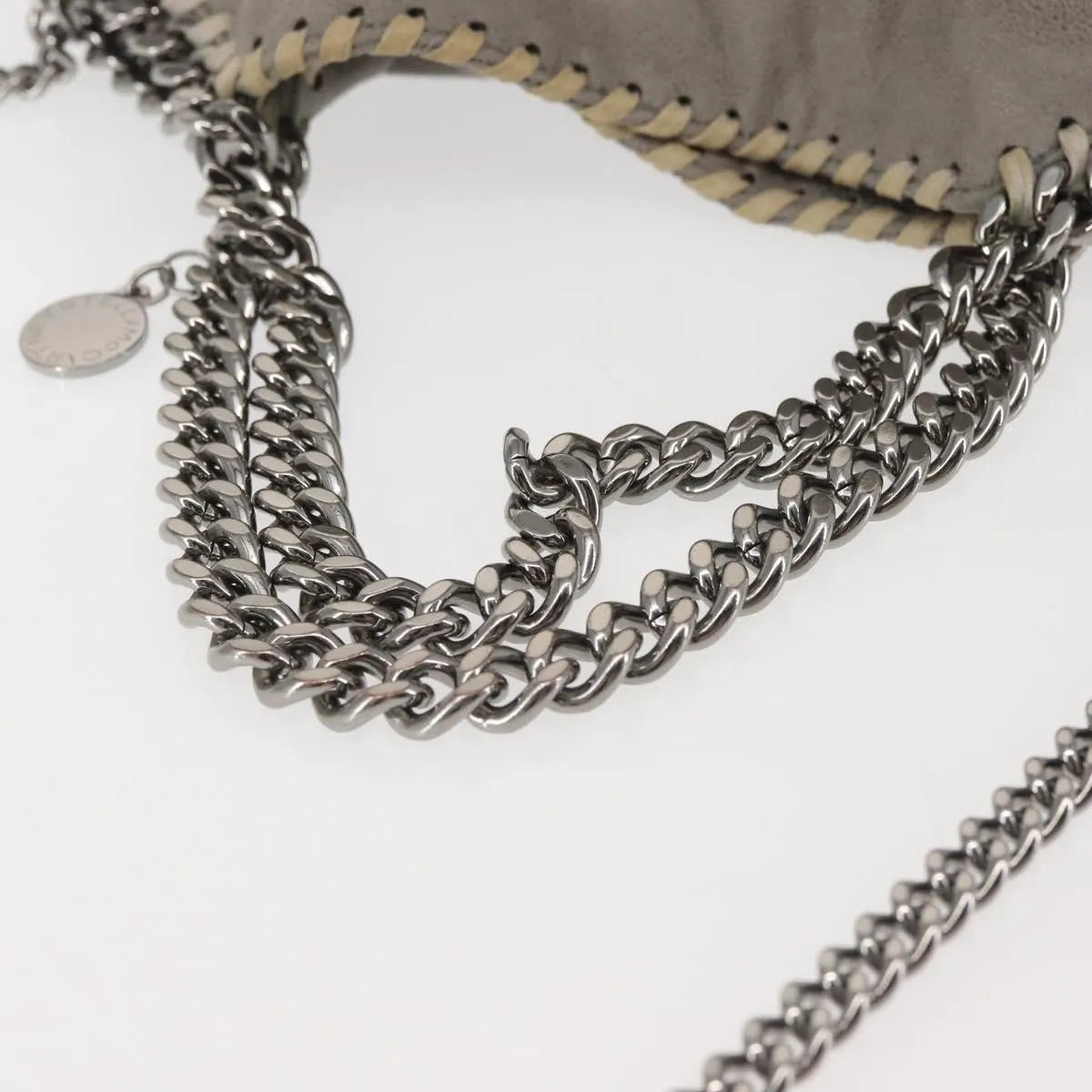 Stella Mccartney Falabella Fold Over Faux Suede Gray Synthetic Shoulder Bag Bag (Pre-Owned)
