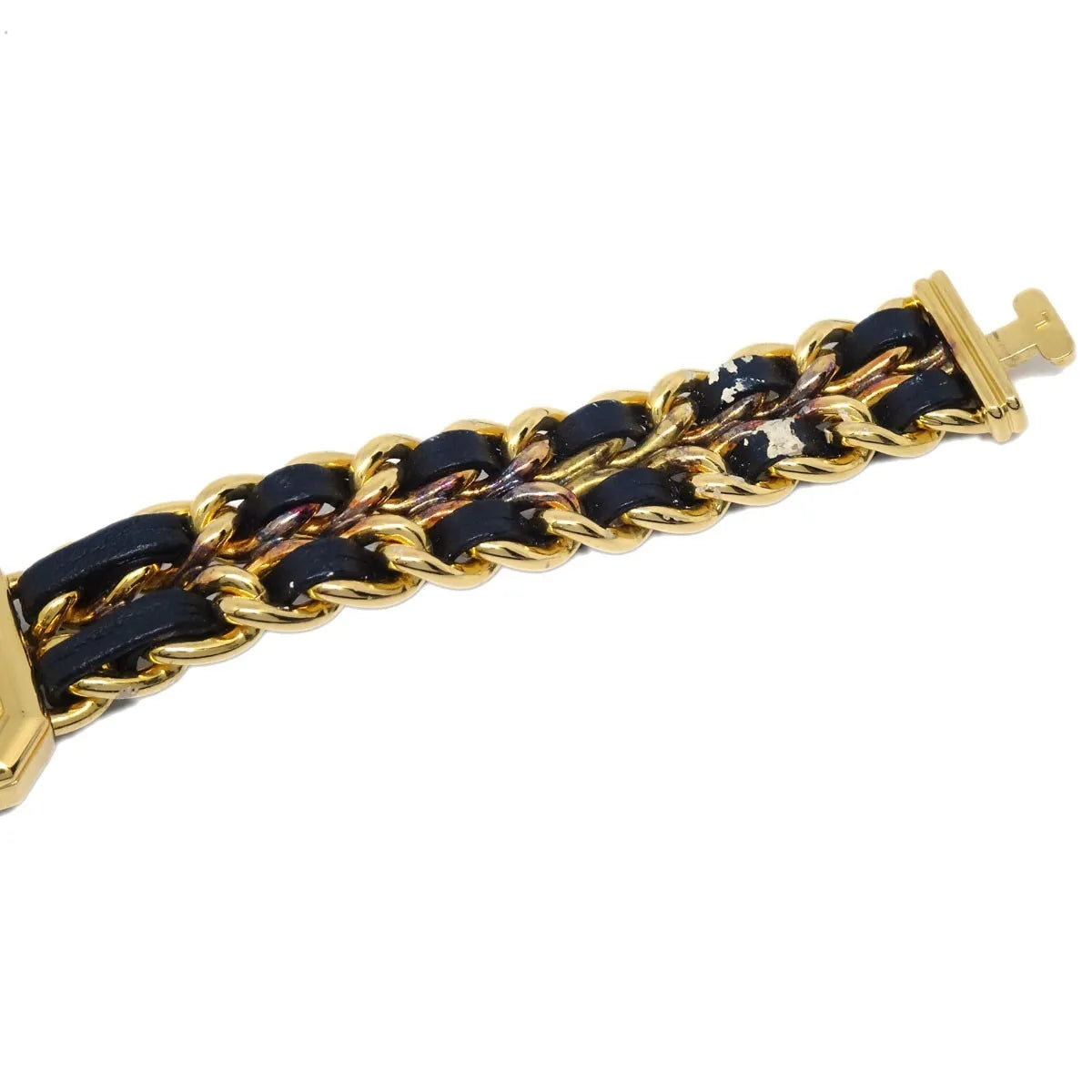 Chanel Premiere Rock Quartz Plated Metal And Leather Watch (Pre-Owned)
