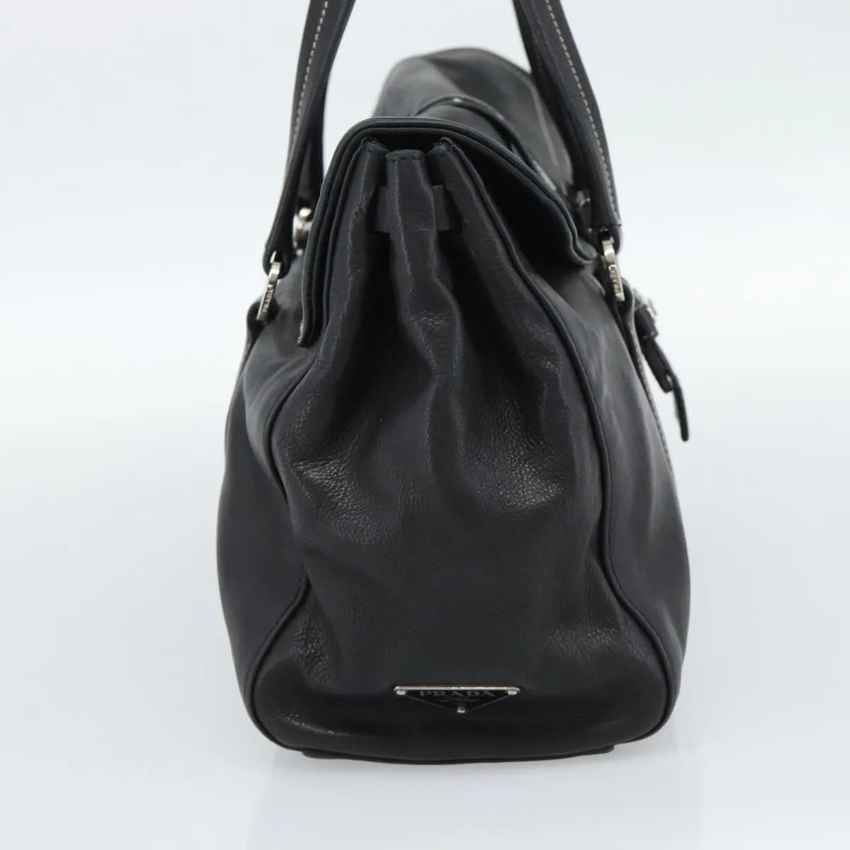 Prada Convertible Shopping Tote Saffiano Leather Saffiano Leather Black Leather Tote Bag Bag (Pre-Owned)
