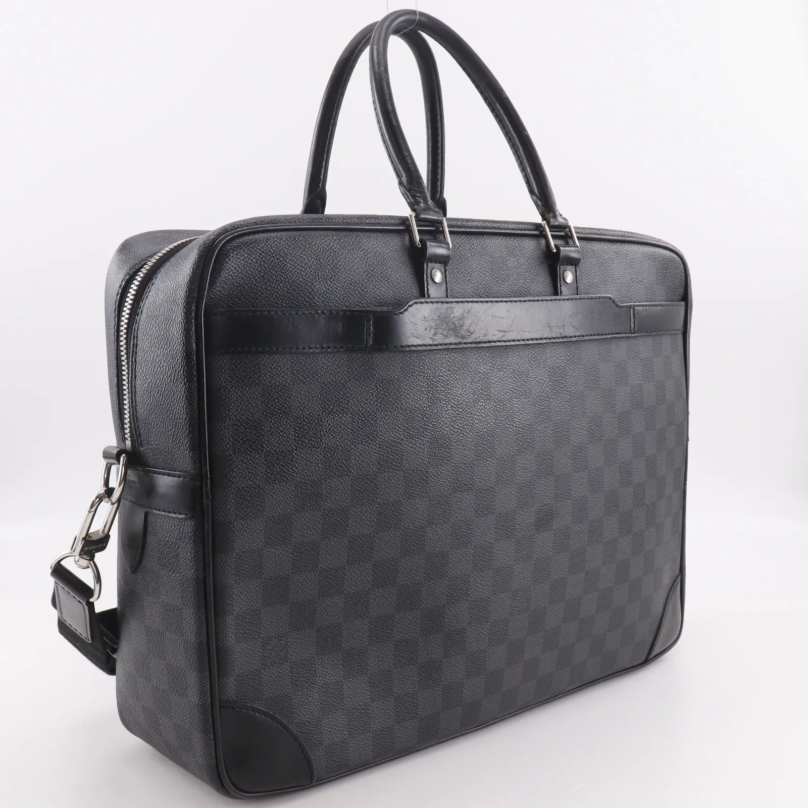Louis Vuitton Porte-Documents Voyage Damier Graphite Black Canvas Briefcase Bag (Pre-Owned)