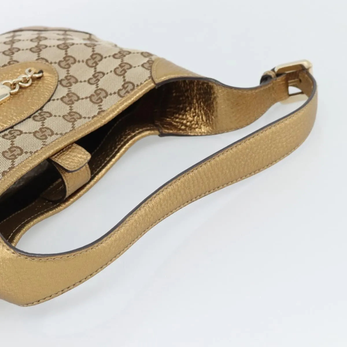 Gucci Vintage Jackie O Chain Hobo Gg Canvas And Leather Beige Canvas Handbag (Pre-Owned)