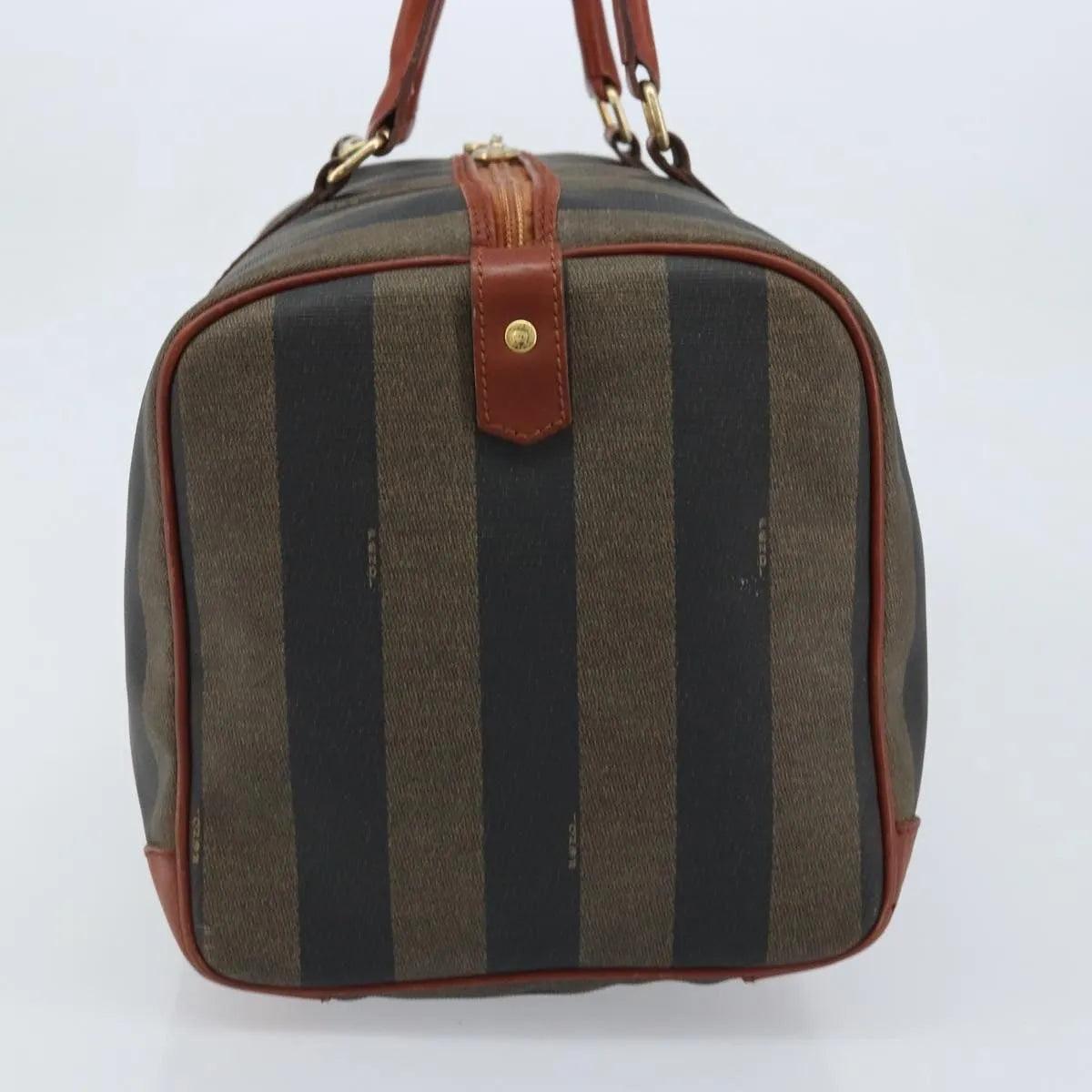 Fendi Vintage Pequin Boston Coated Canvas Brown Canvas Travel Bag Bag (Pre-Owned)