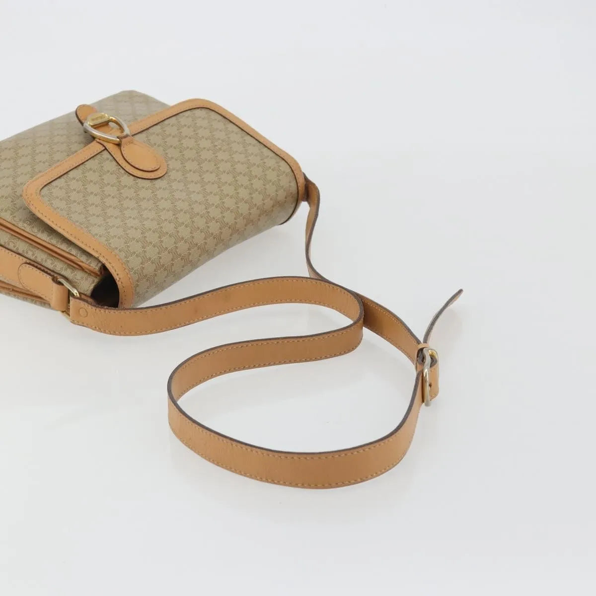 Celine Vintage Macadam Canvas And Leather Beige Canvas Shoulder Bag Bag (Pre-Owned)