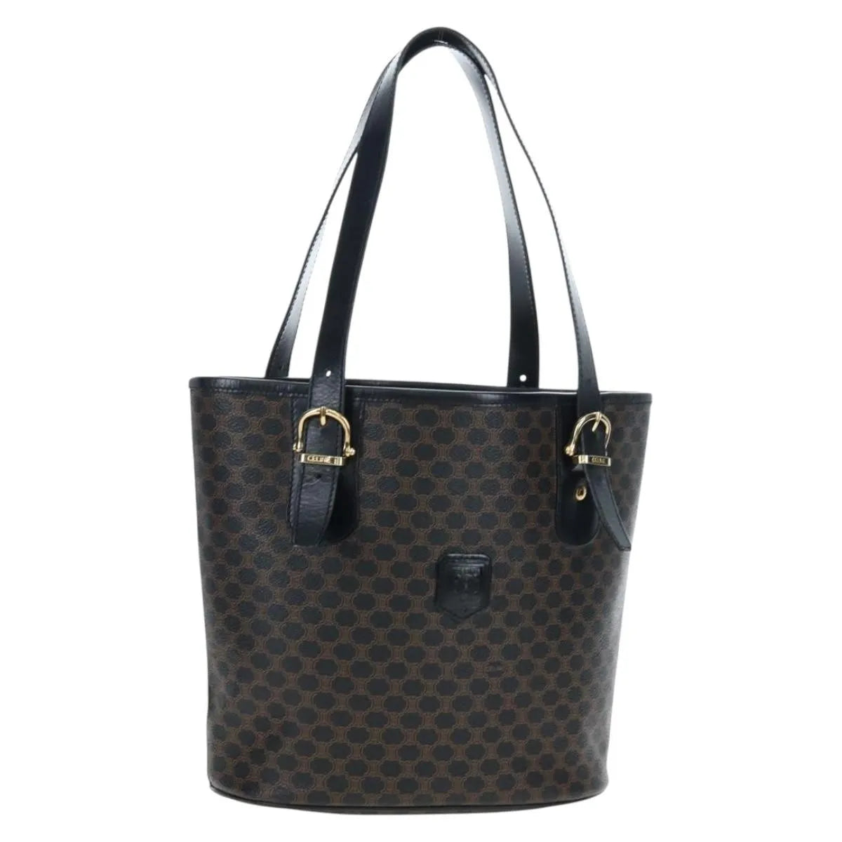 Celine C Macadam Tote Pvc Leather/ Macadam Canvas Black Pvc Shoulder Bag Bag (Pre-Owned)