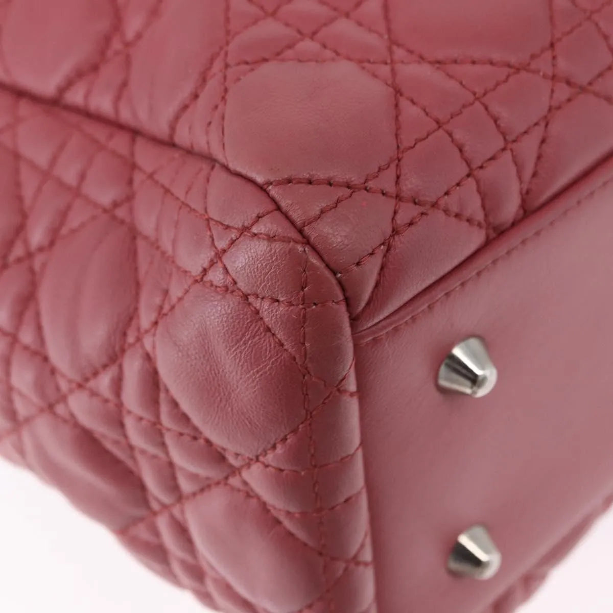 Christian Dior Soft Chain Tote Cannage Quilt Lambskin Pink Leather Handbag (Pre-Owned)