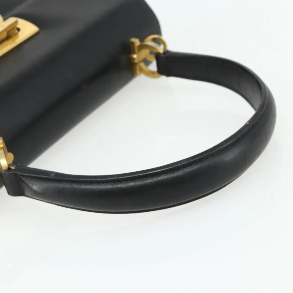 Salvatore Ferragamo Gancini Leather Black Leather Handbag (Pre-Owned)