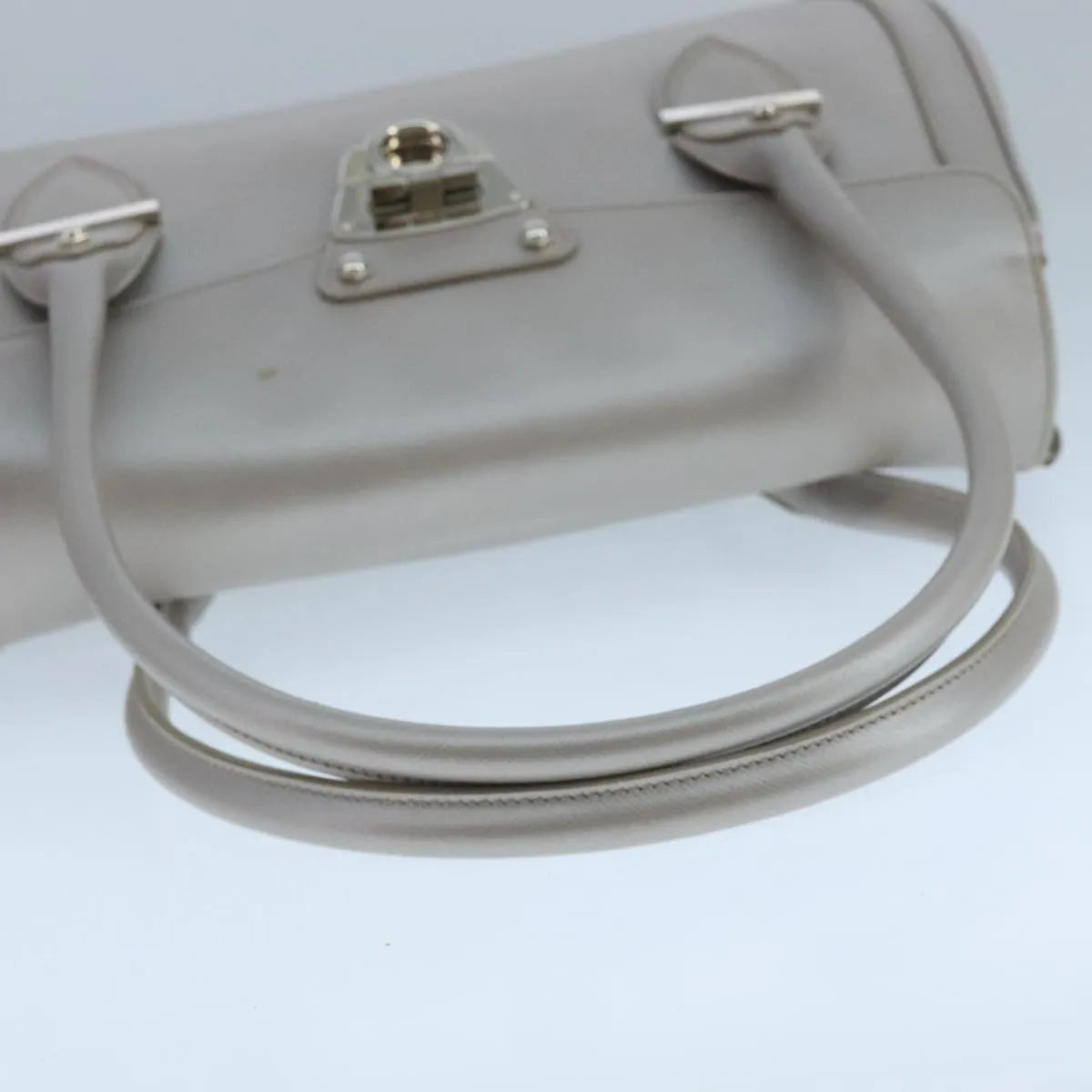 Salvatore Ferragamo Virna Satchel Leather Silver Leather Handbag (Pre-Owned)
