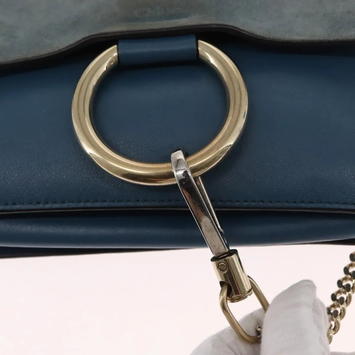 Chloe Faye Leather And Suede Blue Suede Shoulder Bag Bag (Pre-Owned)
