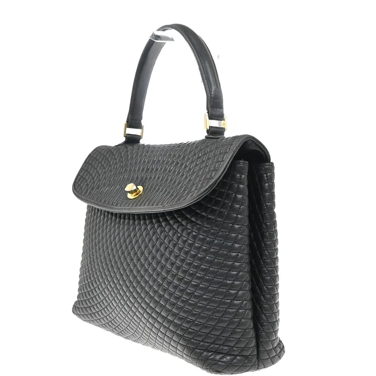 Bally Vintage Quilted Leather Black Leather Handbag (Pre-Owned)