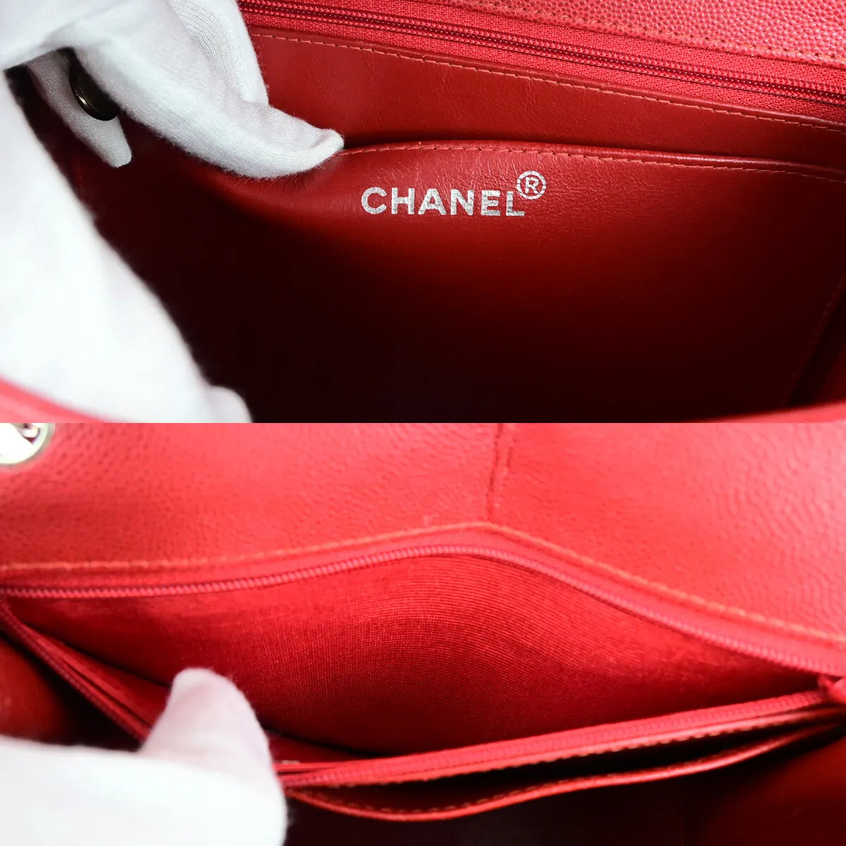 Chanel Vintage Cc Flap Top Handle Calfskin Leather Red Calfskin Bag (Pre-Owned)