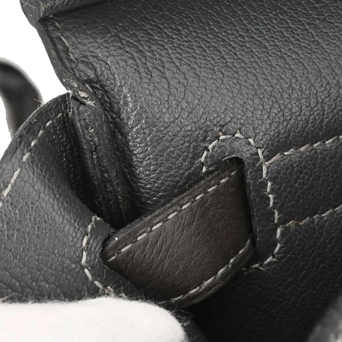 Hermes Birkin Handbag Grey Clemence With Palladium Hardware Gray Leather Handbag (Pre-Owned)