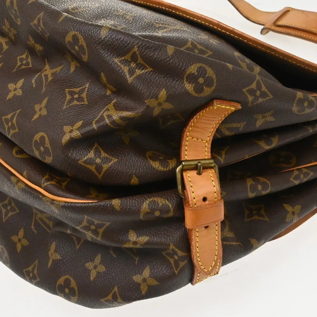 Louis Vuitton Saumur Handbag Monogram Canvas Brown Canvas Shoulder Bag Bag (Pre-Owned)