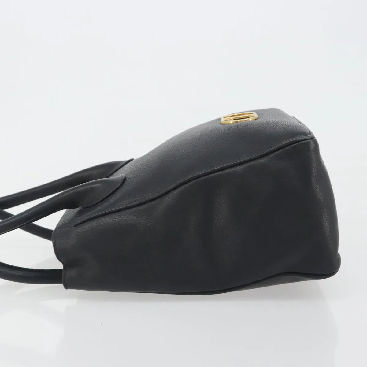 Christian Dior Vintage Cd Logo Tote Leather Black Leather Handbag (Pre-Owned)