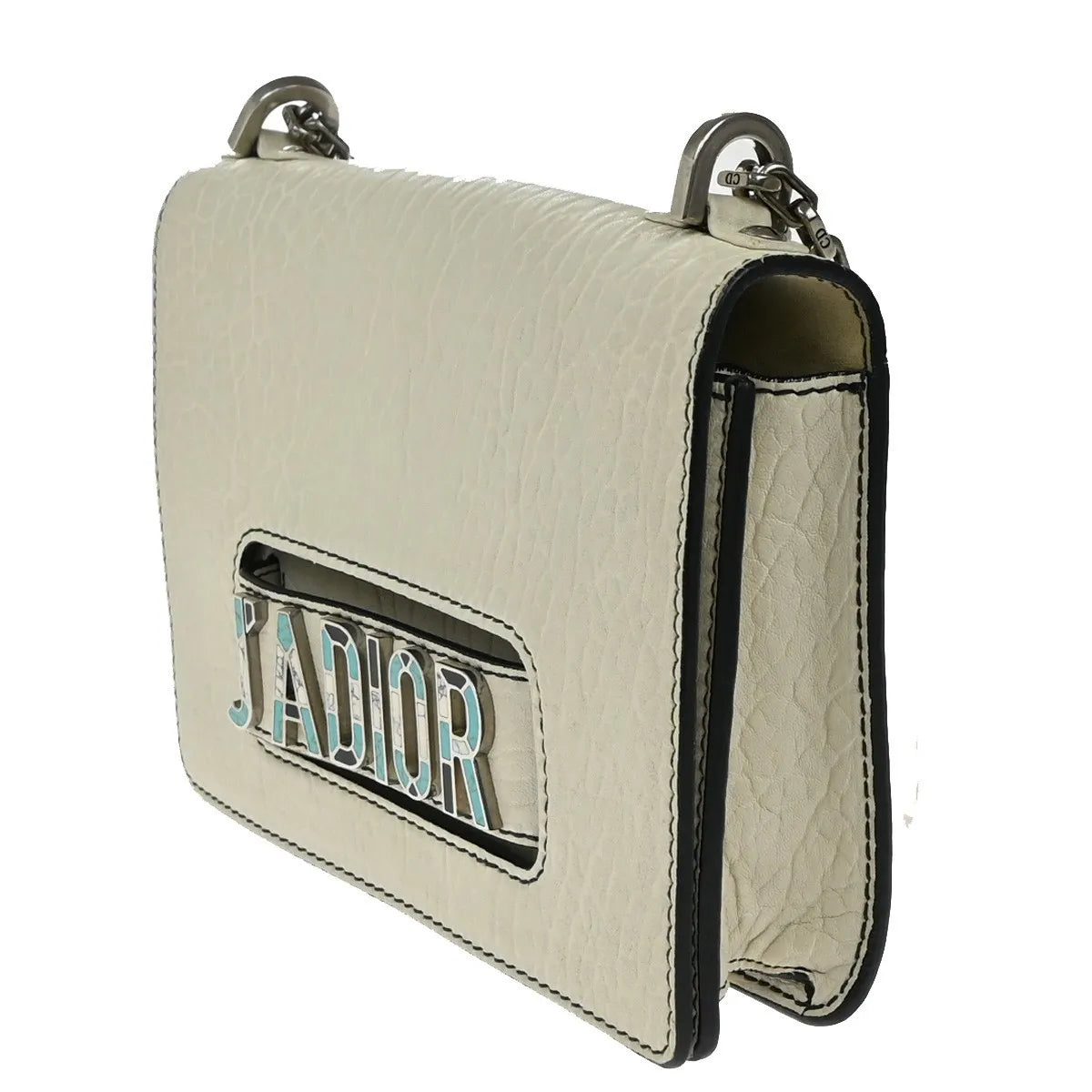 Christian Dior J'adior Flap Canyon Grained Lambskin With Mosaic Detail White Leather Shoulder Bag Bag (Pre-Owned)