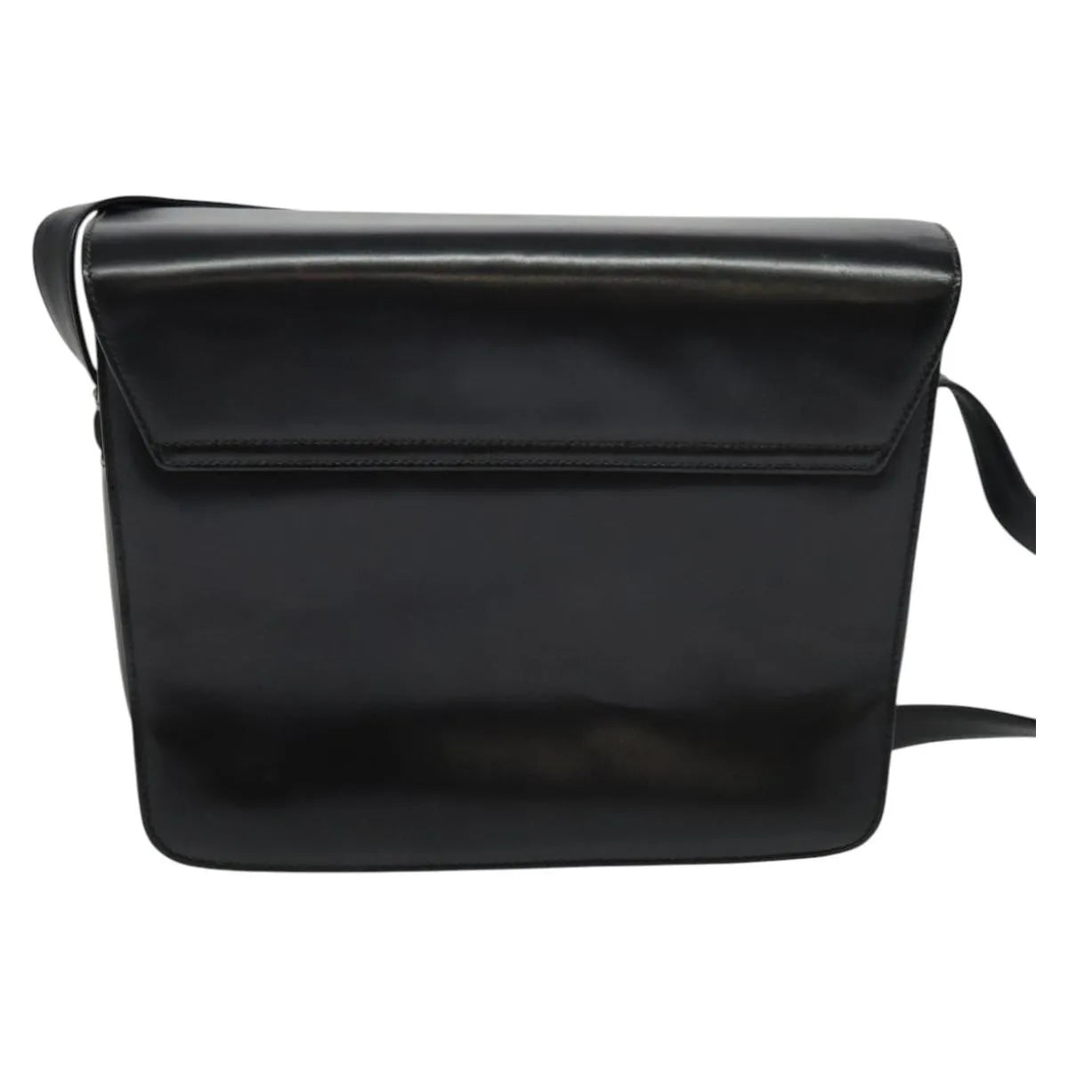 Gucci Vintage Flat Messenger Nylon And Leather Black Leather Shoulder Bag Bag (Pre-Owned)
