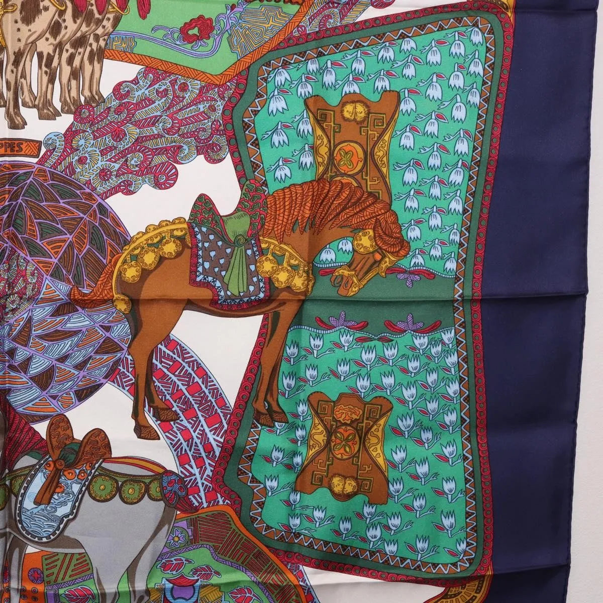 Hermes Carré 90 Silk Multicolor Navy Silk Scarve & Shawl Accessory (Pre-Owned)