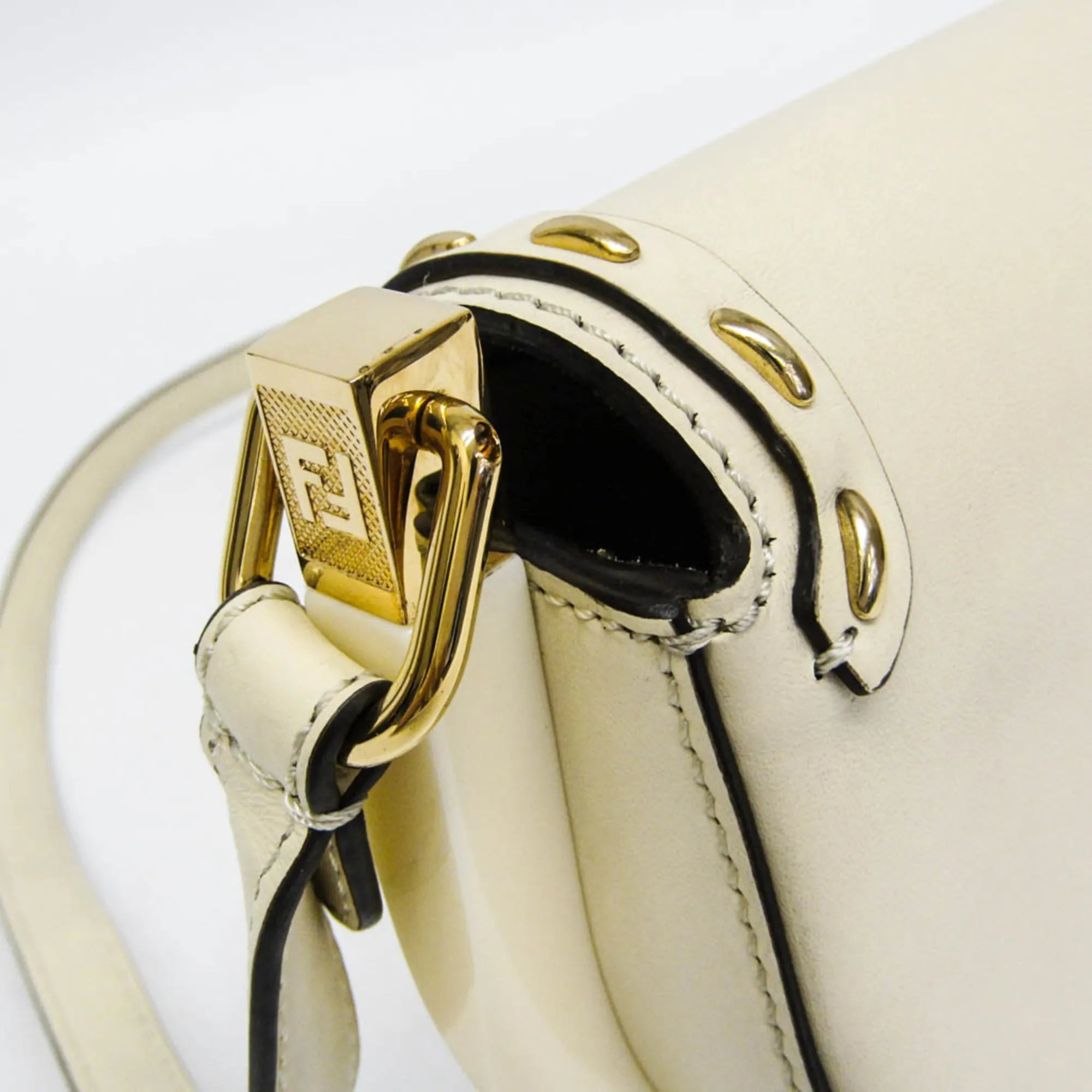 Fendi Moonlight Flap Leather With Plexiglass Detail White Leather Shoulder Bag Bag (Pre-Owned)