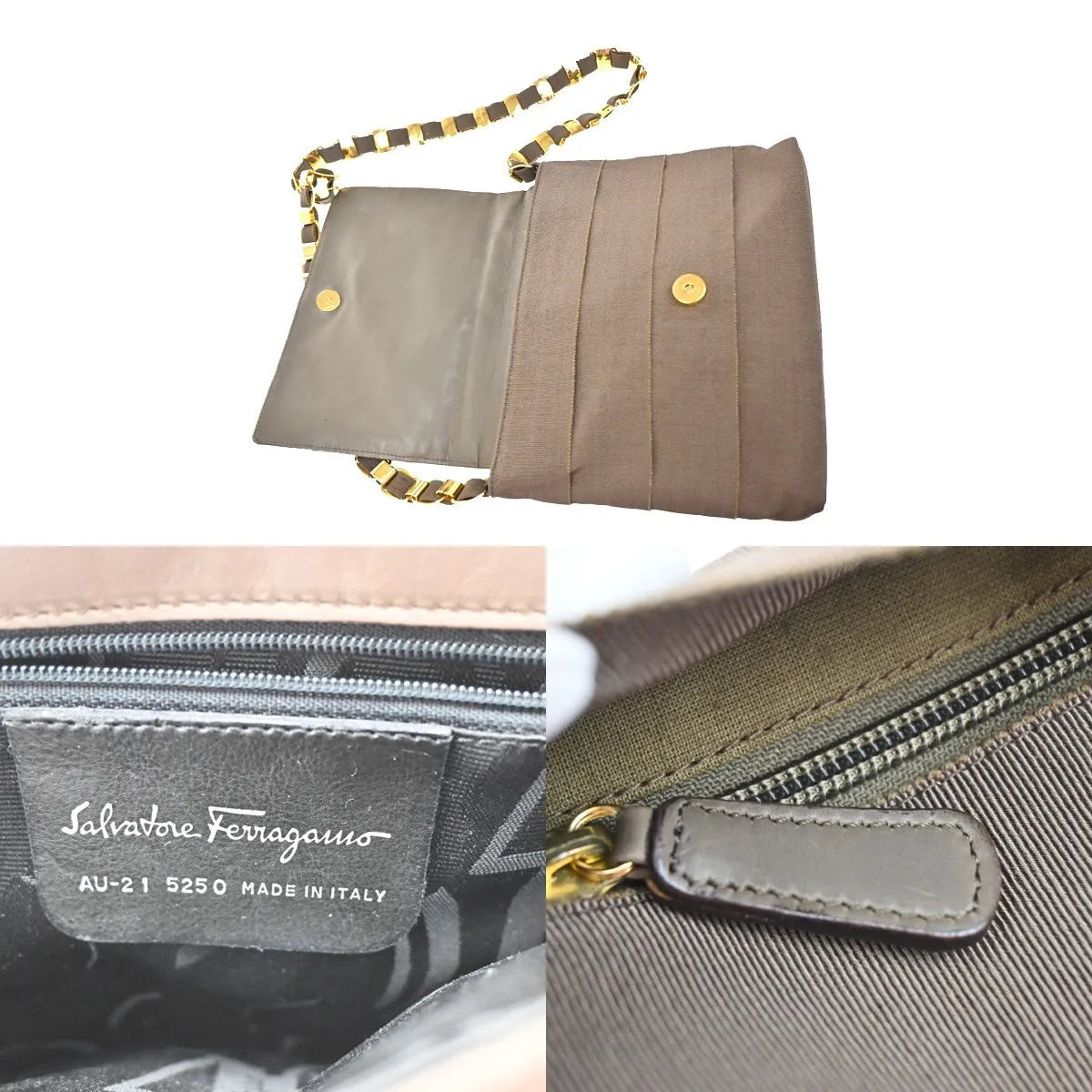Salvatore Ferragamo Vala Canvas Brown Canvas Shoulder Bag Bag (Pre-Owned)