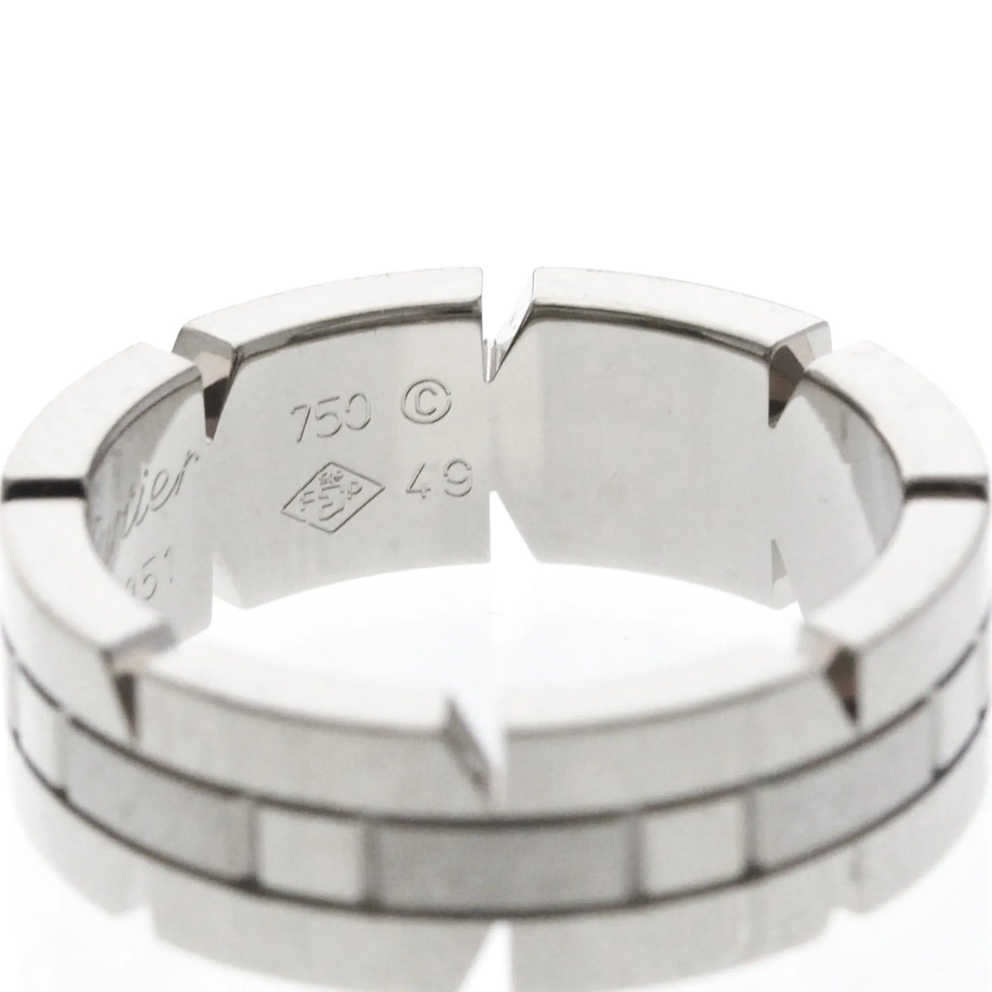 Cartier Tank Francaise 18K White Gold Silver White_Gold Ring Jewelry (Pre-Owned)