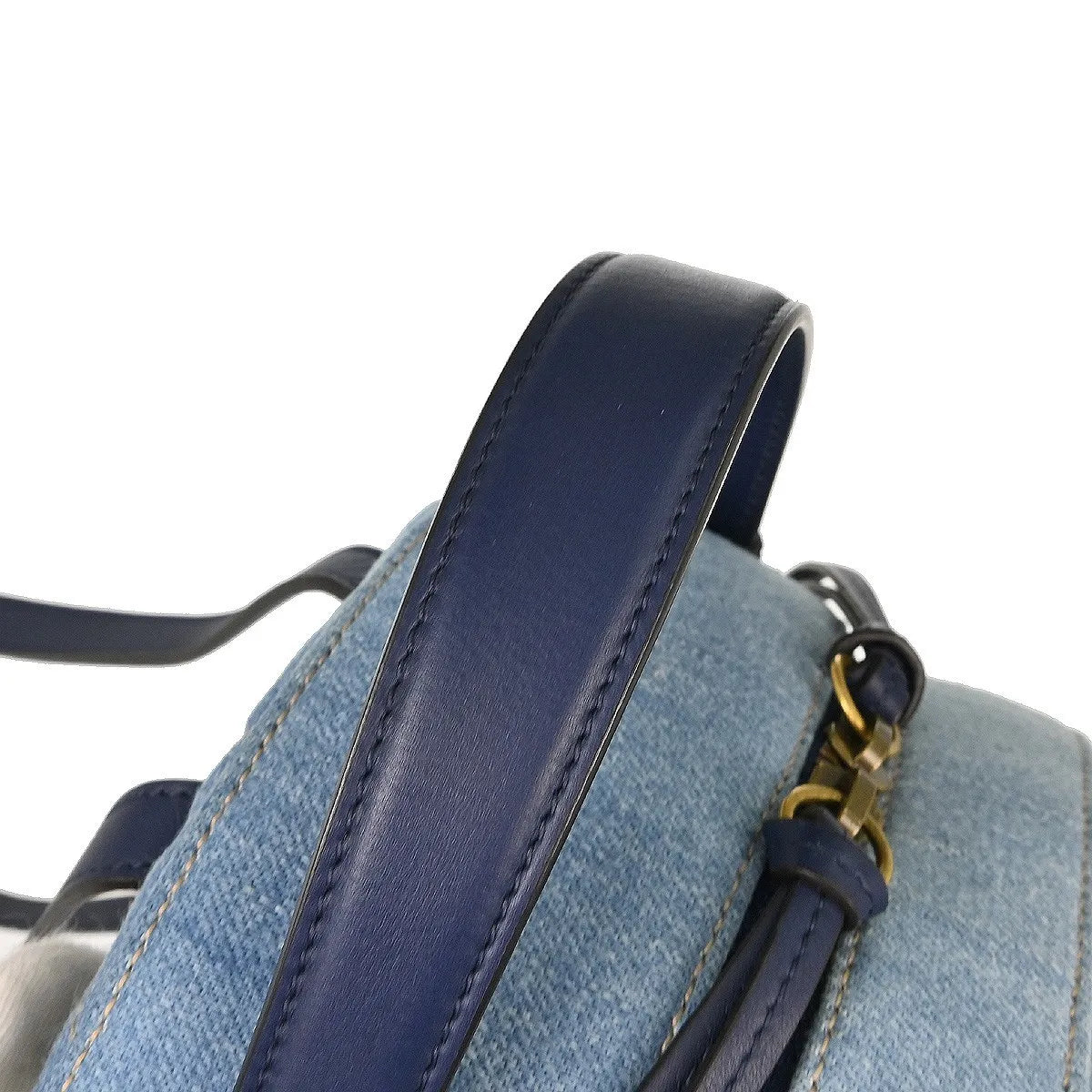 Gucci Backpack Embellished Wool Blue Denim_Jeans Backpack Bag (Pre-Owned)