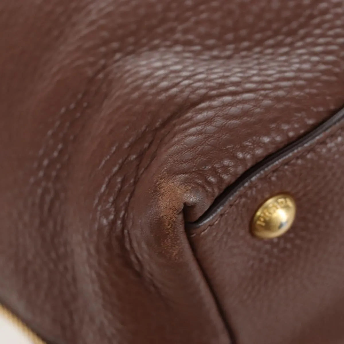 Prada Side Zip Hobo Soft Calf Brown Leather Shoulder Bag Bag (Pre-Owned)