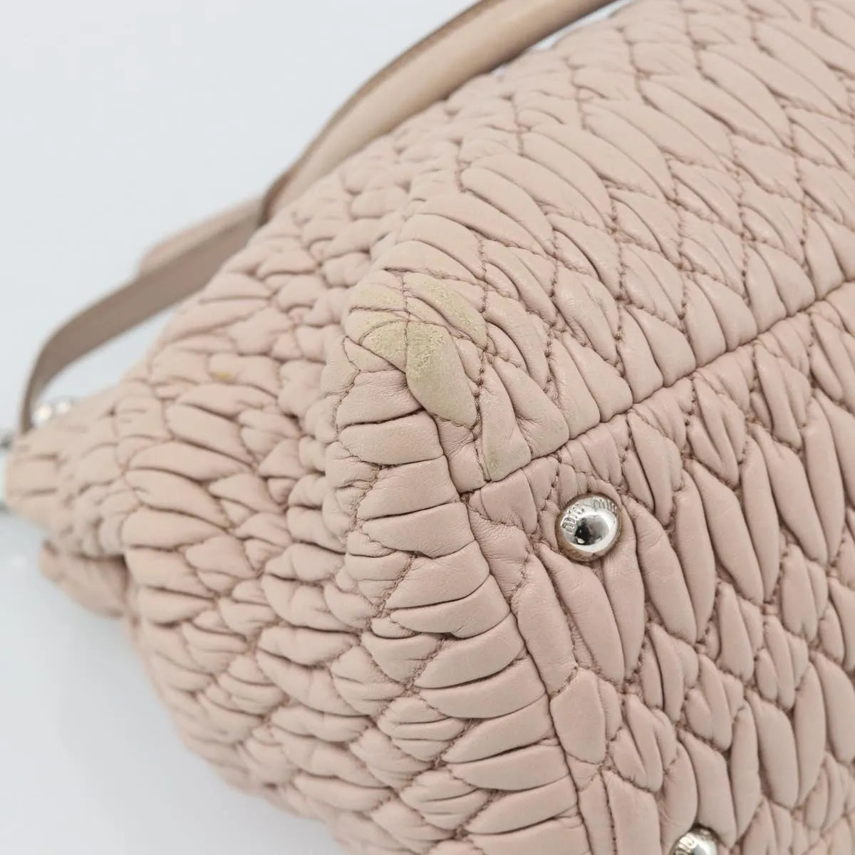 Miu Miu Crystal Tote Matelasse Leather Pink Leather Shoulder Bag Bag (Pre-Owned)