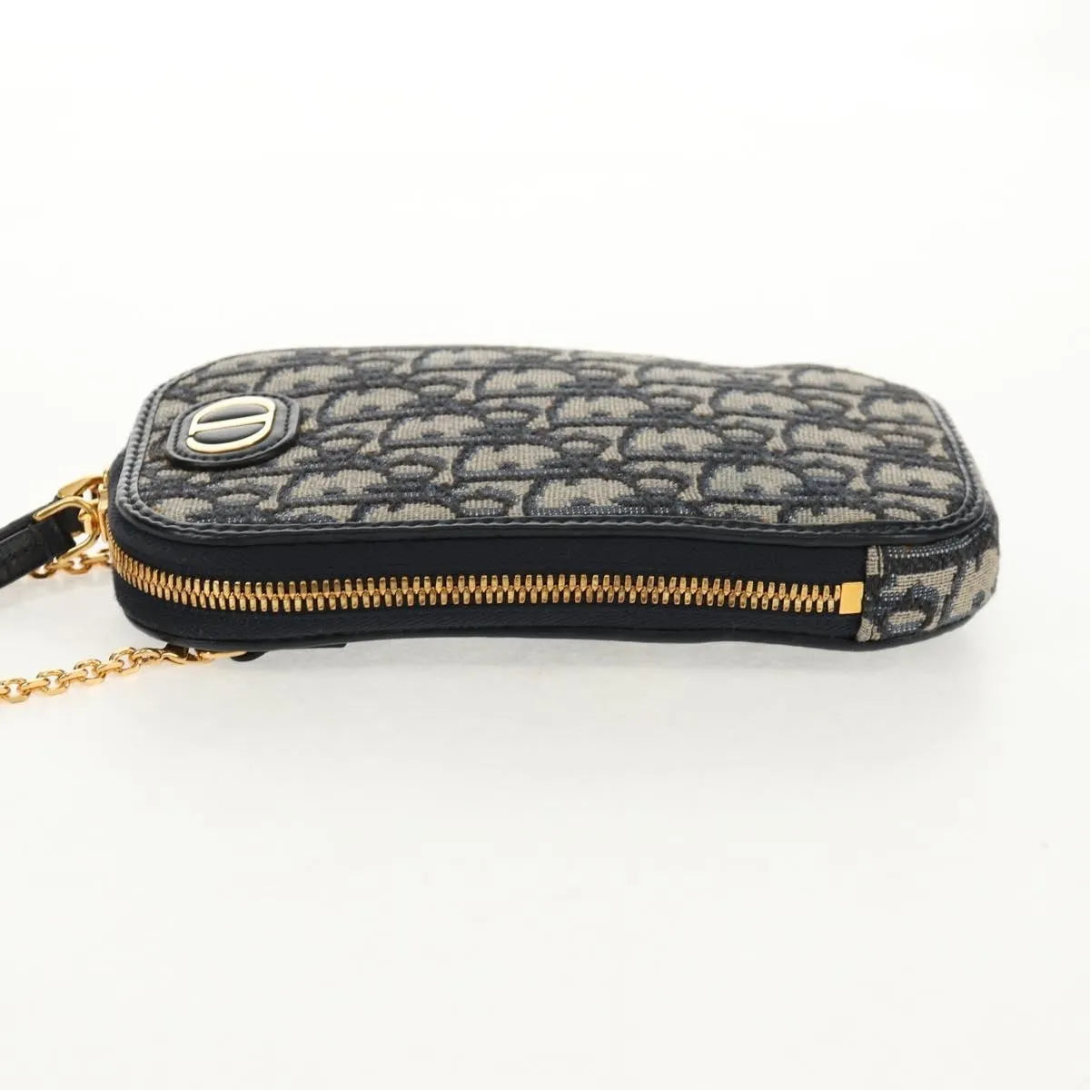 Christian Dior 30 Montaigne Phone Holder On Chain Oblique Canvas Navy Canvas Clutche & Pouche Bag (Pre-Owned)