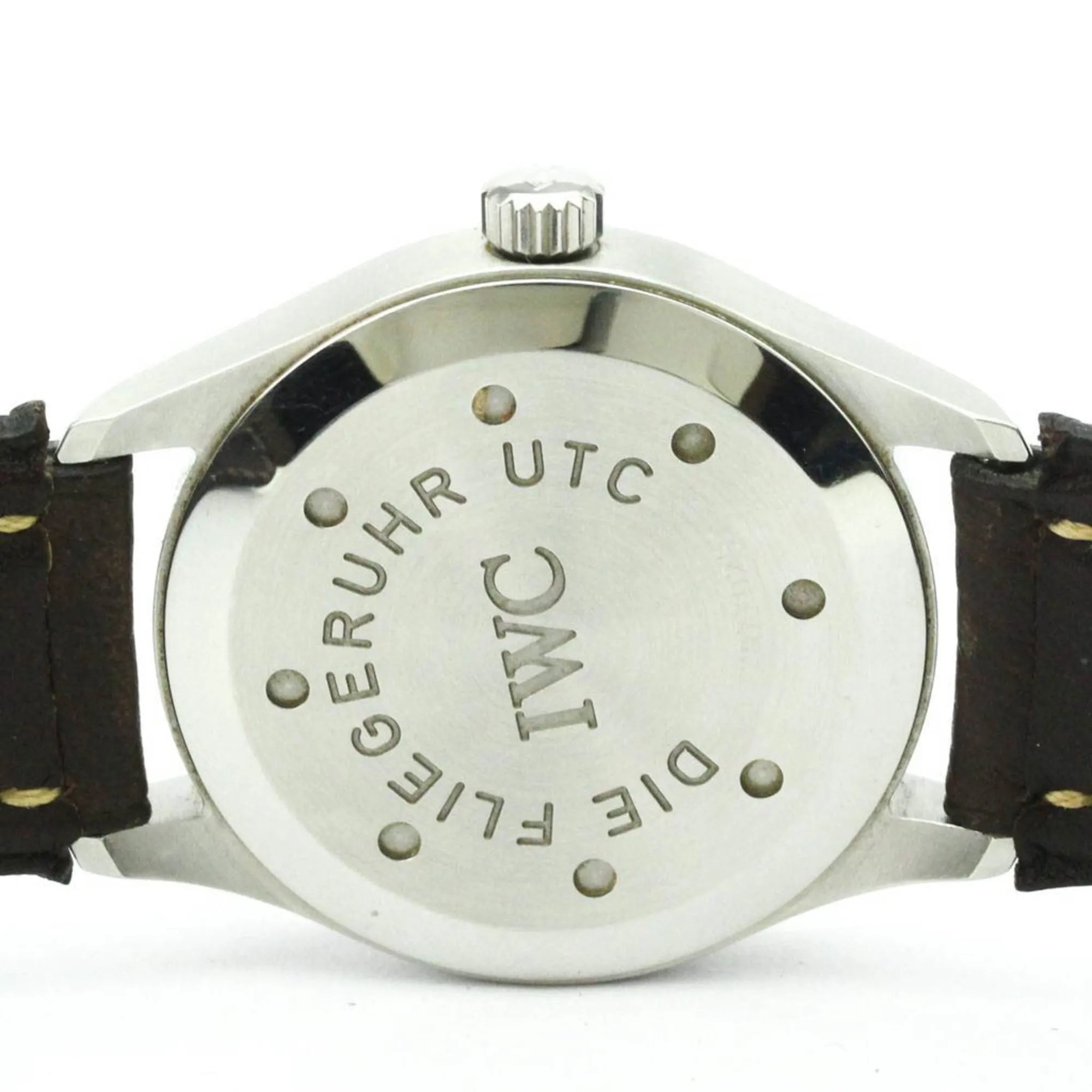 Iwc Schaffhausen Pilot Spitfire Chronograph Automatic Stainless Steel And Leather Watch (Pre-Owned)