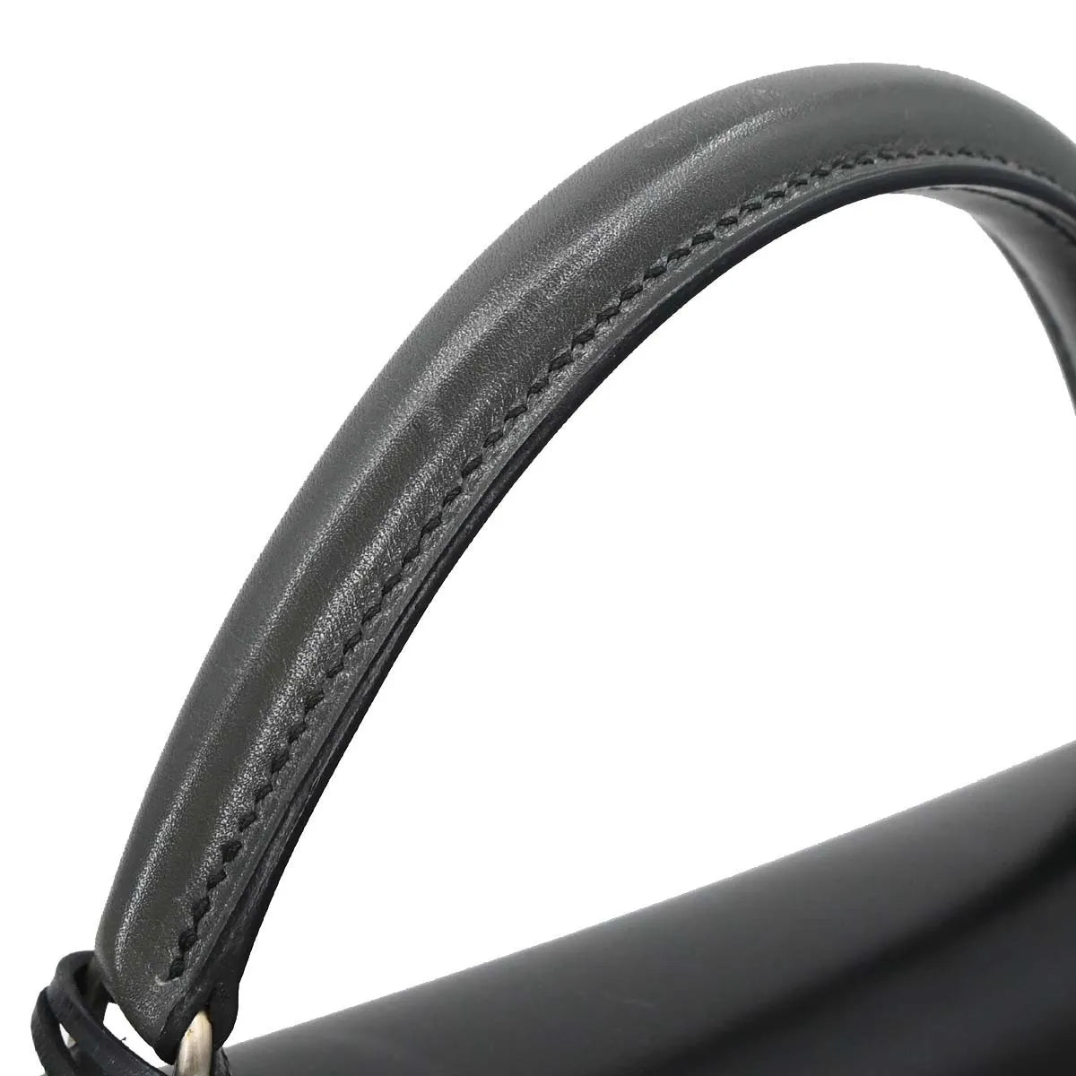 Hermes Kelly Handbag Black Box Calf With Palladium Hardware Black Leather Handbag (Pre-Owned)