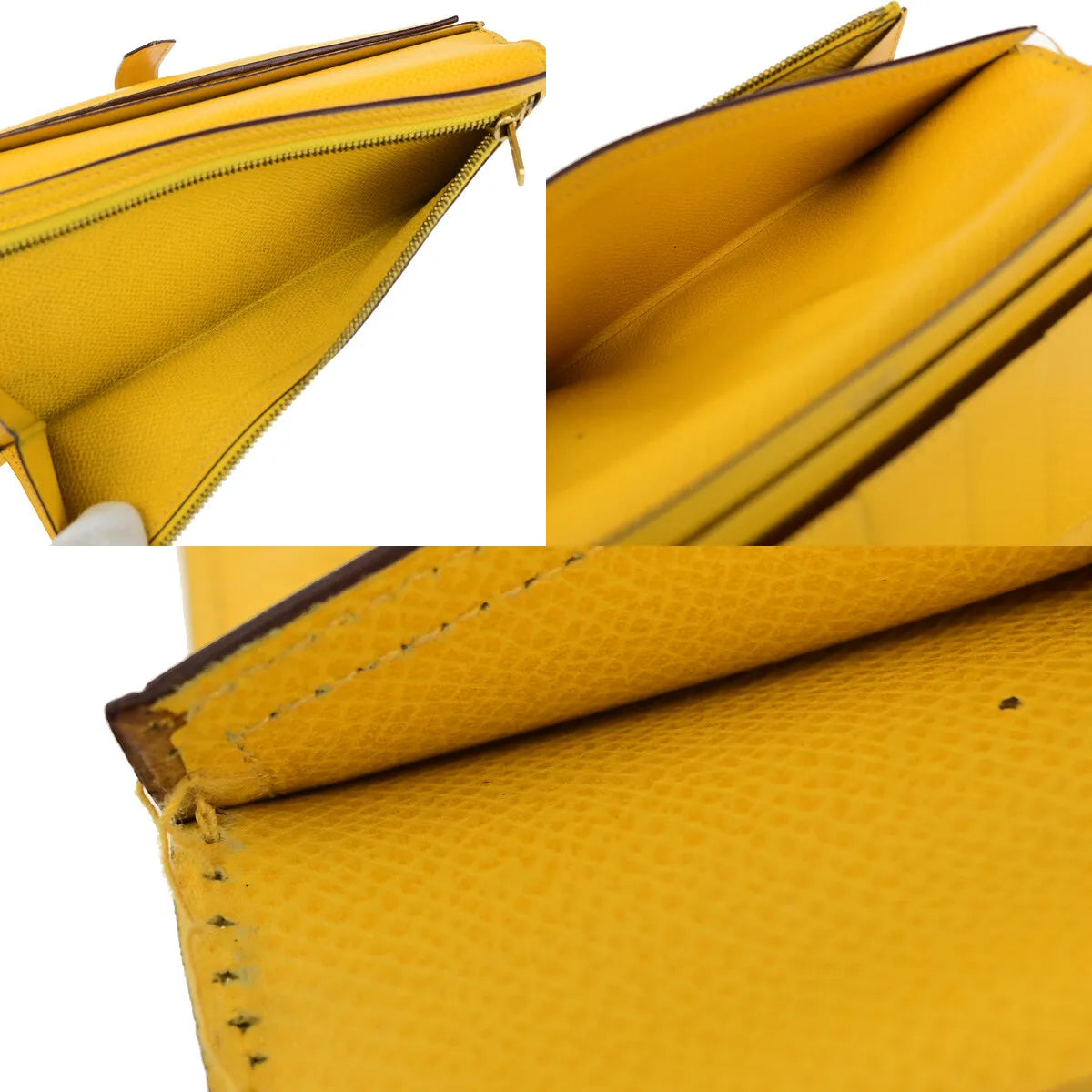Hermes Bearn Trifold Epsom Yellow Leather Wallets Accessory (Pre-Owned)