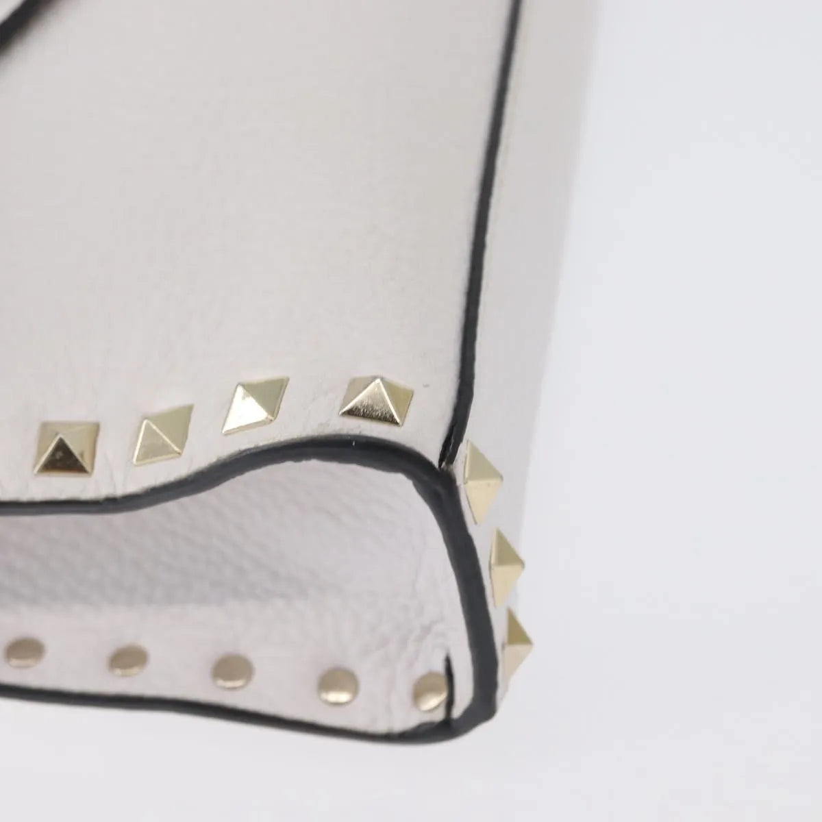 Valentino Garavani Rockstud Flip Lock Flap Leather White_Gold Leather Shoulder Bag Bag (Pre-Owned)