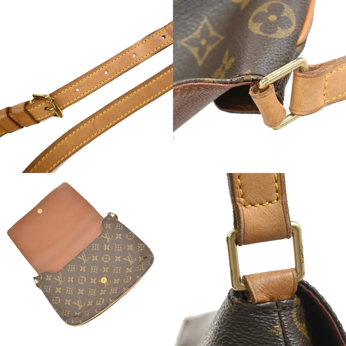 Louis Vuitton Musette Tango Monogram Canvas Brown Leather Shoulder Bag Bag (Pre-Owned)