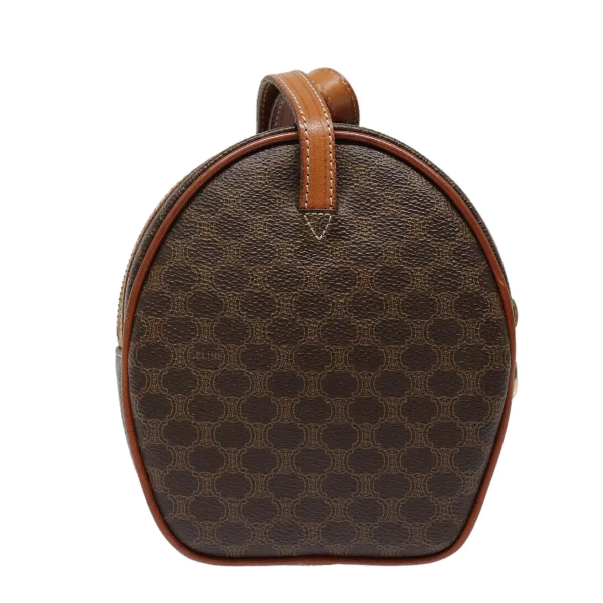 Celine Vintage Macadam Circle Logo Canvas And Leather Brown Canvas Shoulder Bag Bag (Pre-Owned)