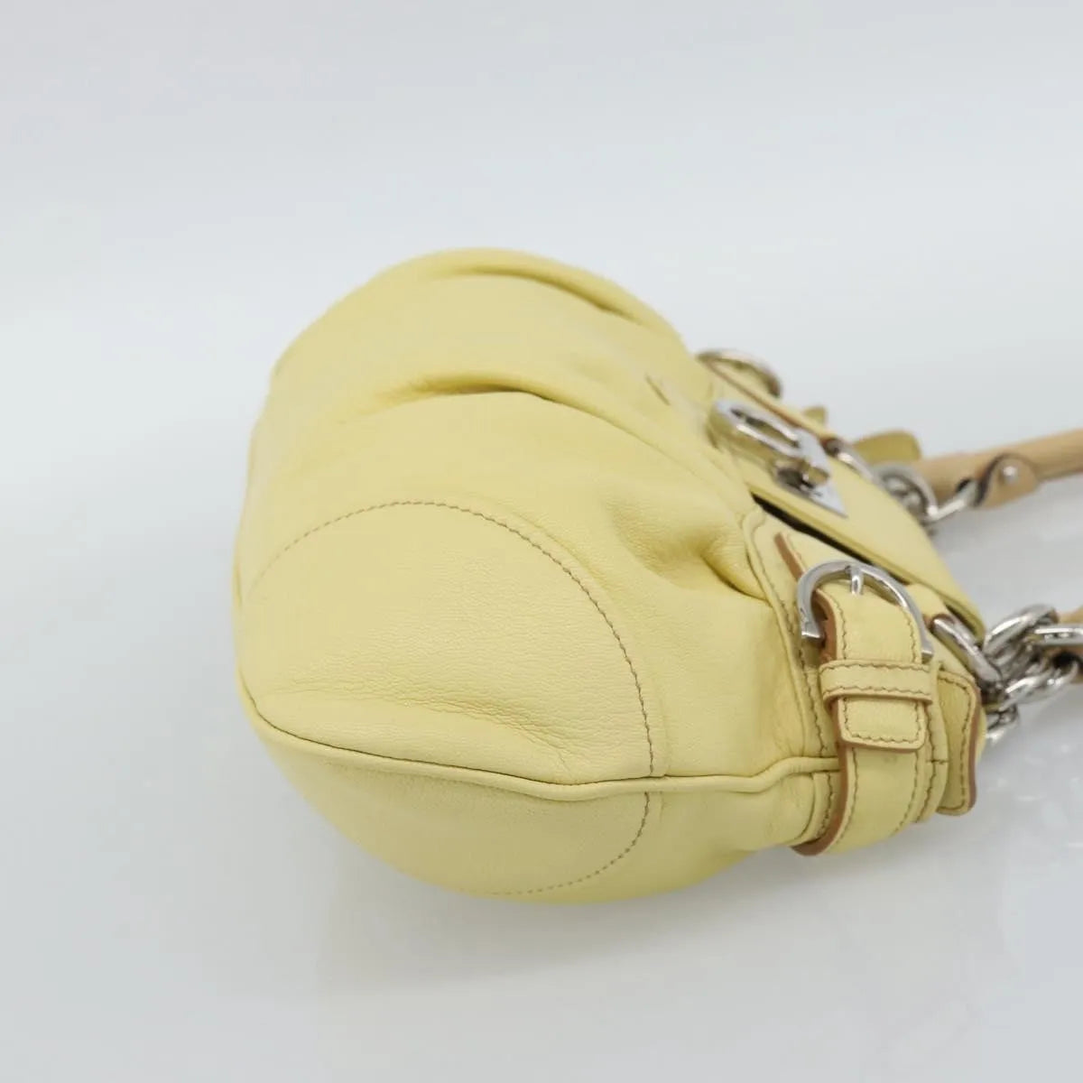 Salvatore Ferragamo Gancini Leather Yellow Leather Handbag (Pre-Owned)
