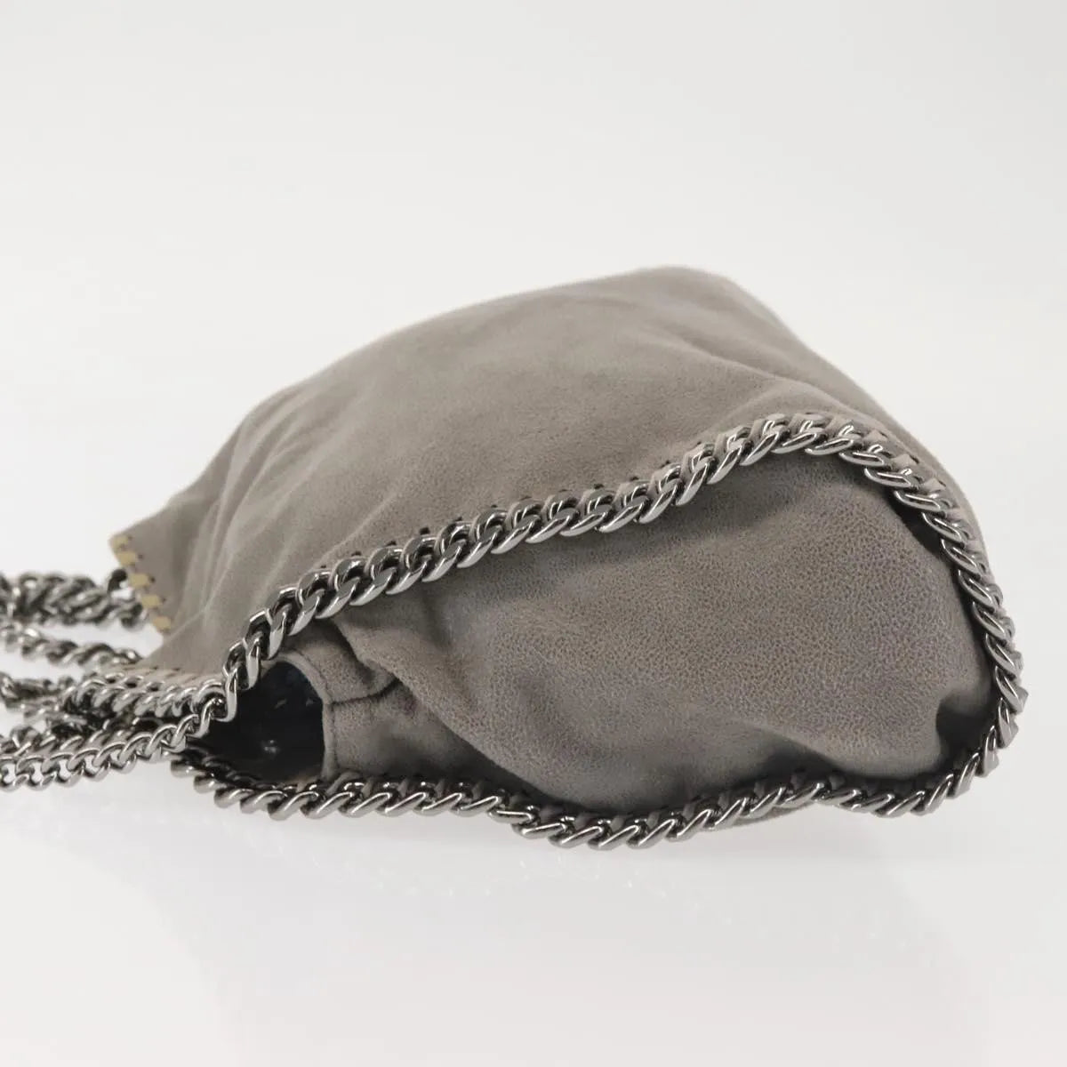 Stella Mccartney Falabella Fold Over Faux Suede Gray Synthetic Shoulder Bag Bag (Pre-Owned)